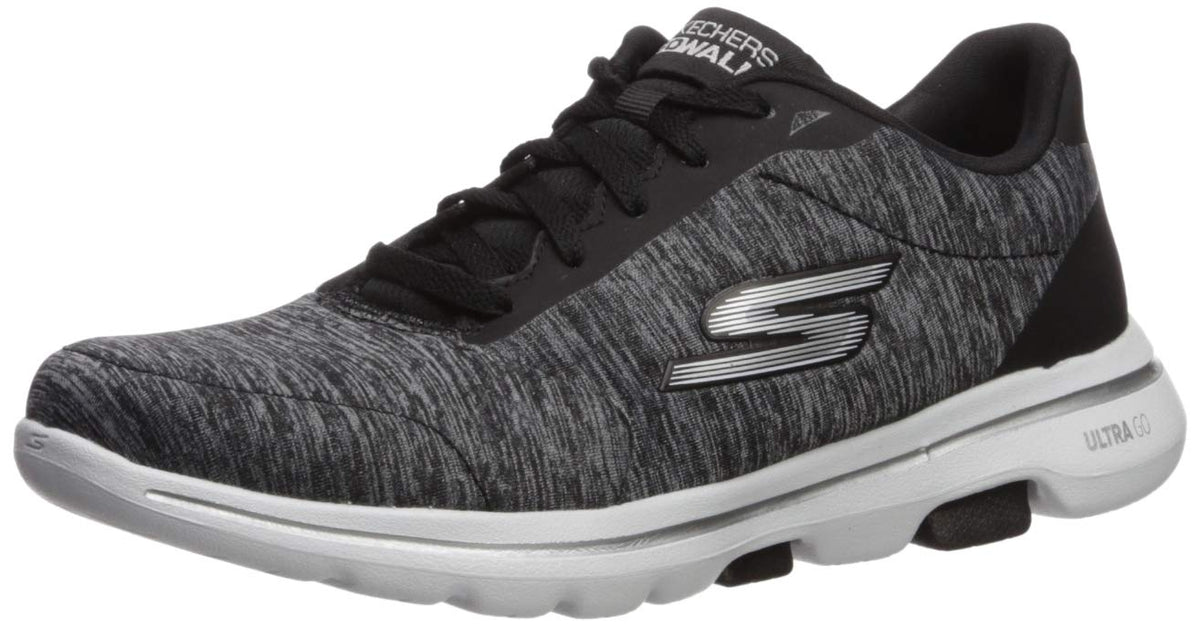 Skechers Women's Go Walk 5 True Sneaker, Black/White, 9Skechers Women's Go Walk 5 True Sneaker, Black/White, 9