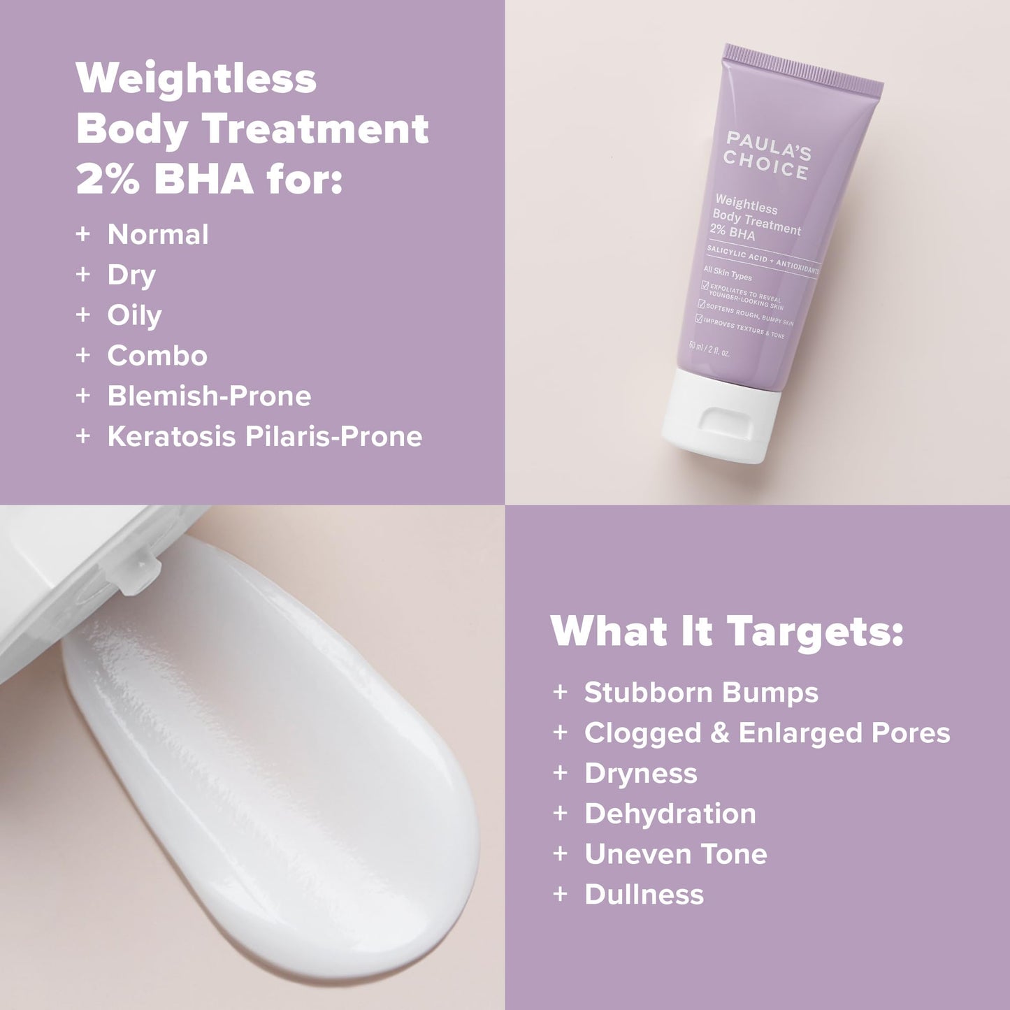 Paula's Choice Weightless Body Lotion Treatment 2% BHA, Salicylic Acid & Chamomile Lotion Exfoliant, Body Moisturizer for Keratosis Pilaris (KP) Prone Skin & Clogged Pores, Fragrance-Free