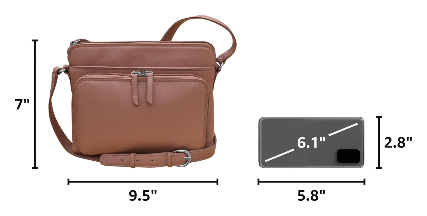 ili New York Genuine Leather Crossbody Bags for Women - Premium RFID Blocking Shoulder Bag Organizer with Adjustable Strap