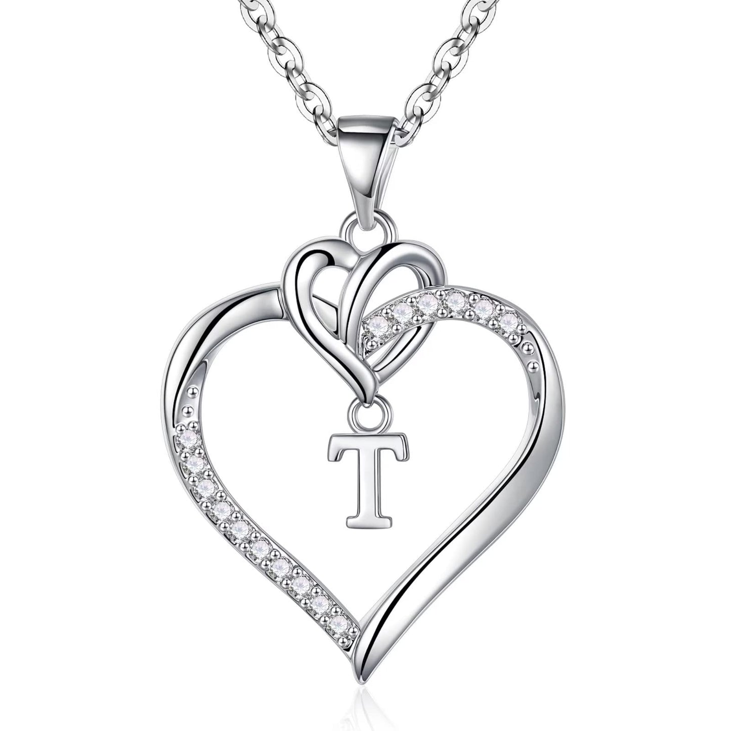 STORUP Heart Initial Necklaces for Women Girls, 14K-Gold-Plated Initial A-Z Heart Necklaces for Teen Girl Jewelry Birthday Gifts for Girls Women Her Wife Mom