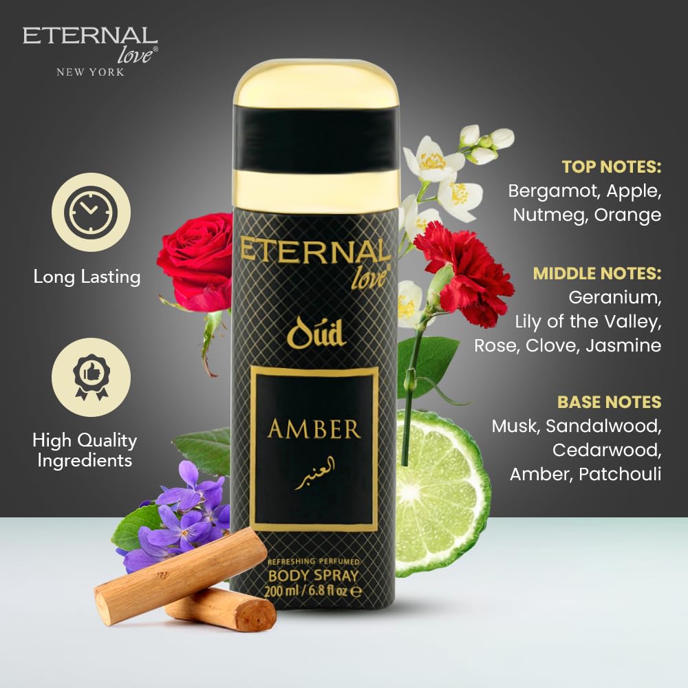 Eternal Love Amber Oud - Long Lasting Unisex Eau de Parfum - Warm Woody Oriental Fragrance with Oud & Amber - Dubai Inspired Arabic Scent - 3.4oz