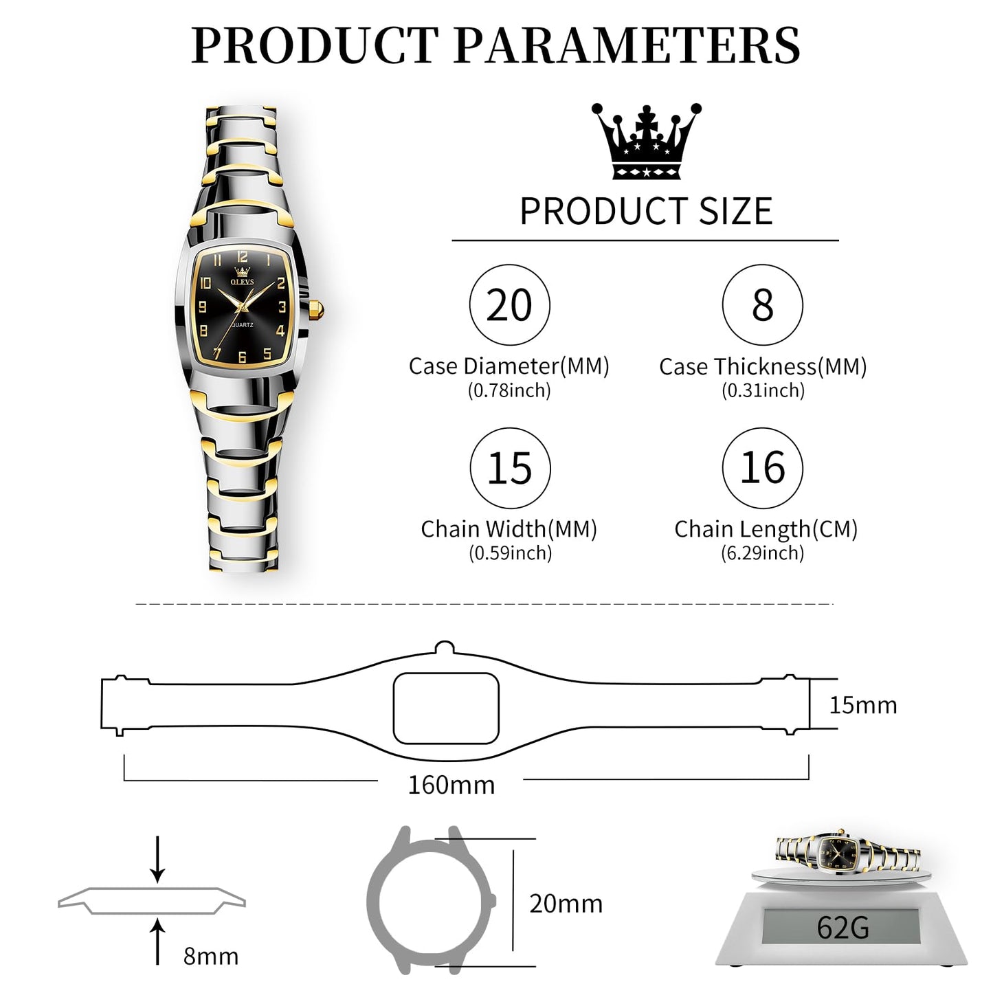 OLEVS Watch Women Luxury Dainty Vintage Square/Round Small Watches for Women Waterproof Stainless Steel Analog Women's Watches with Day Date Fashion Dress Easy Read Female Watch Reloj para Mujer
