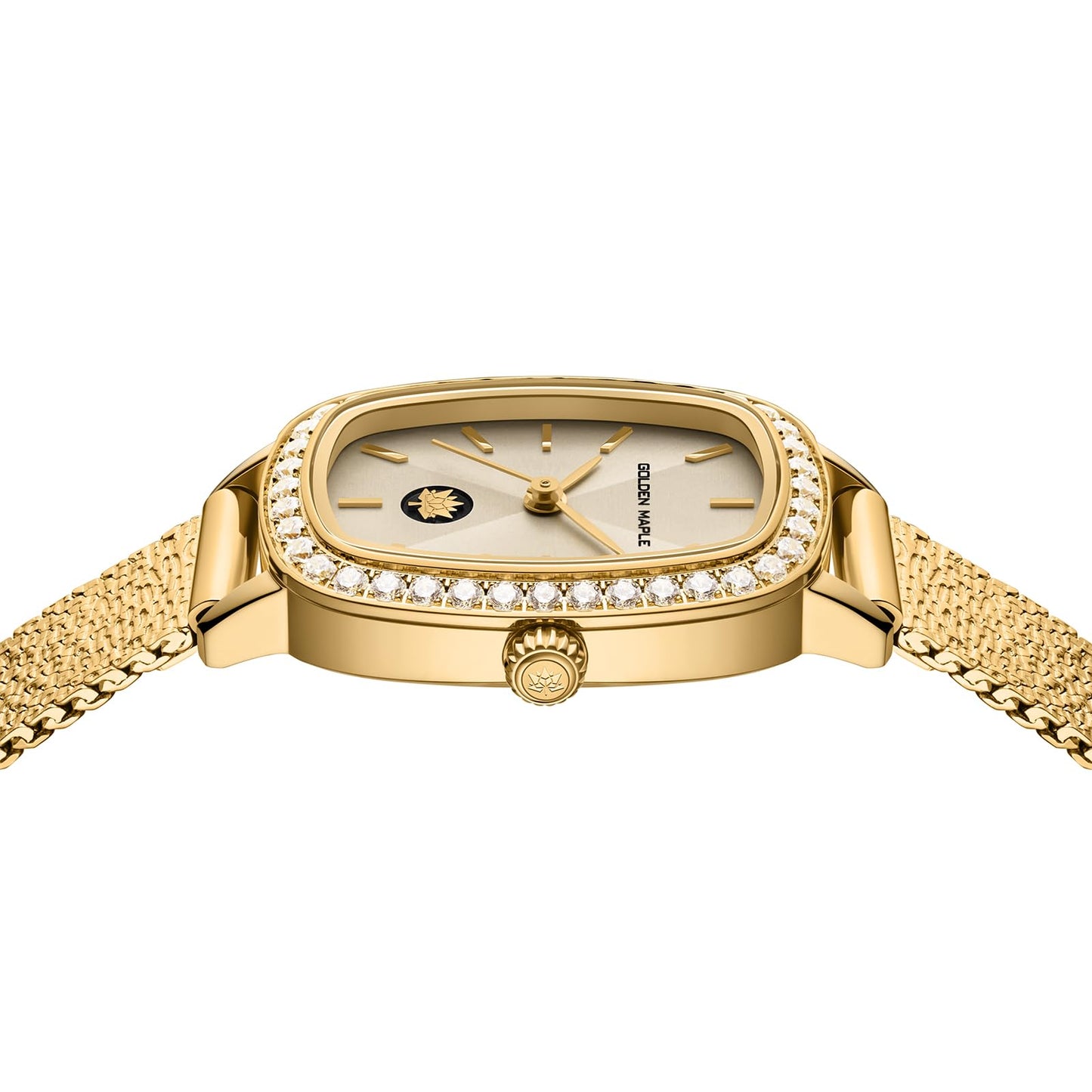 GOLDEN MAPLE Watches for Women, Dainty Gold Watch with Small Stainless Steel Case, Quartz Movement and Water Resistant, Adjustable Mesh Band