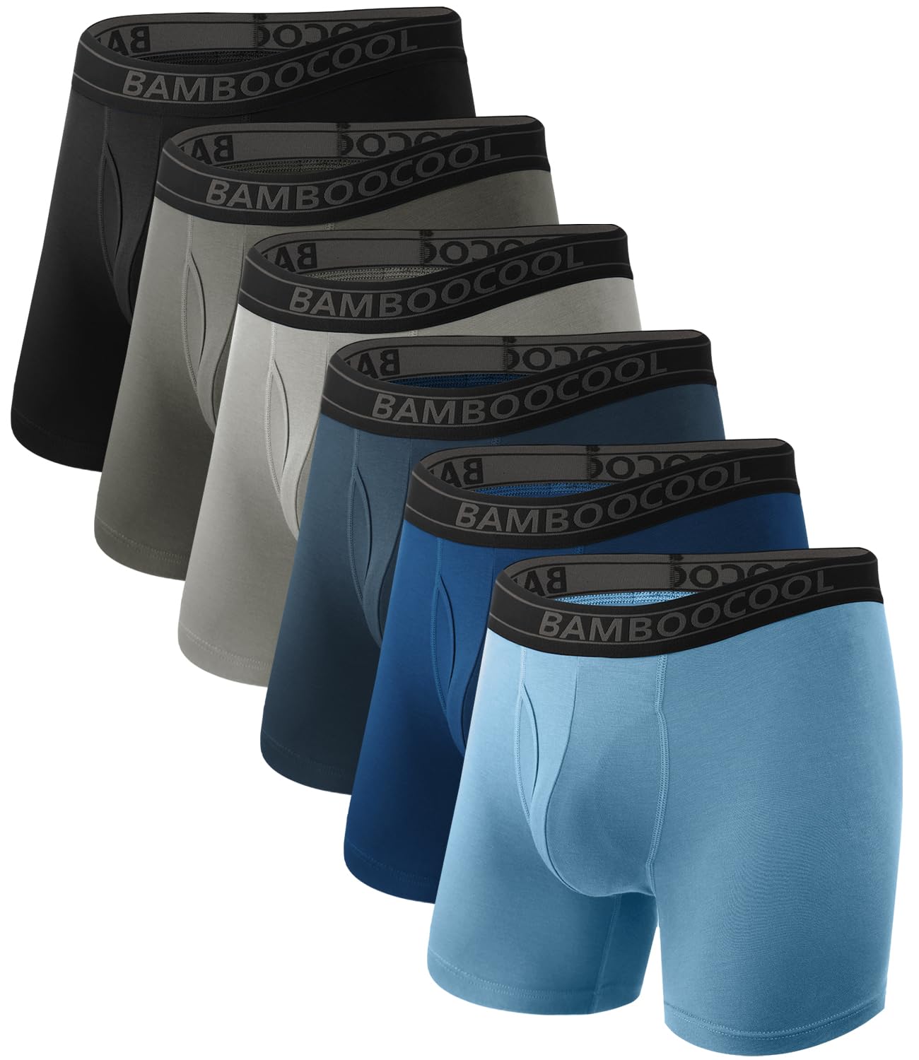 BAMBOO COOL Ultra Soft Mens Underwear Boxer Briefs Multi-pack | Bamboo Fabric‌,No Ride Up,More Breathable Than Cotton