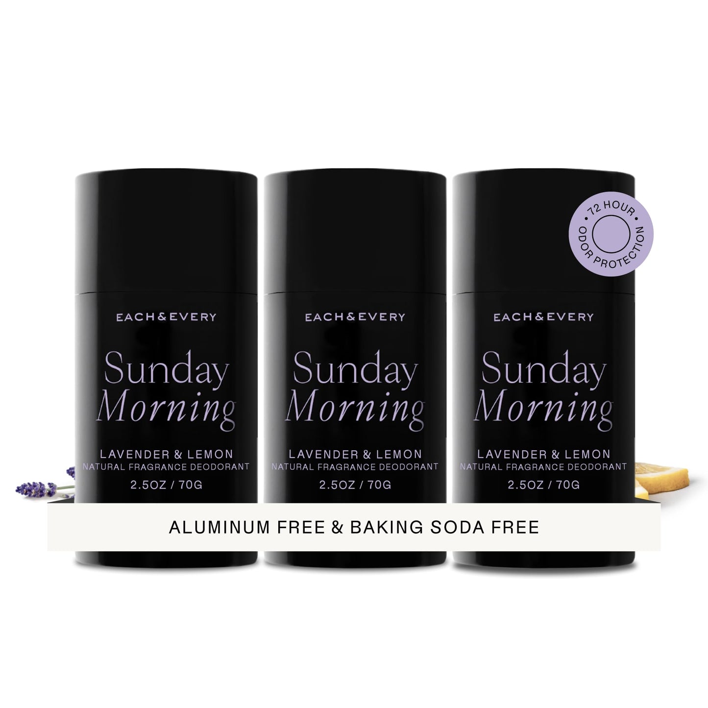 Each & Every Aluminum Free Deodorant for Women & Men – Natural Fragrance All Day Odor Protection, Non-Toxic Deodorant for Sensitive Skin, EWG Verified, Baking Soda Free - Multiple Scents 3 Pack, 2.5oz