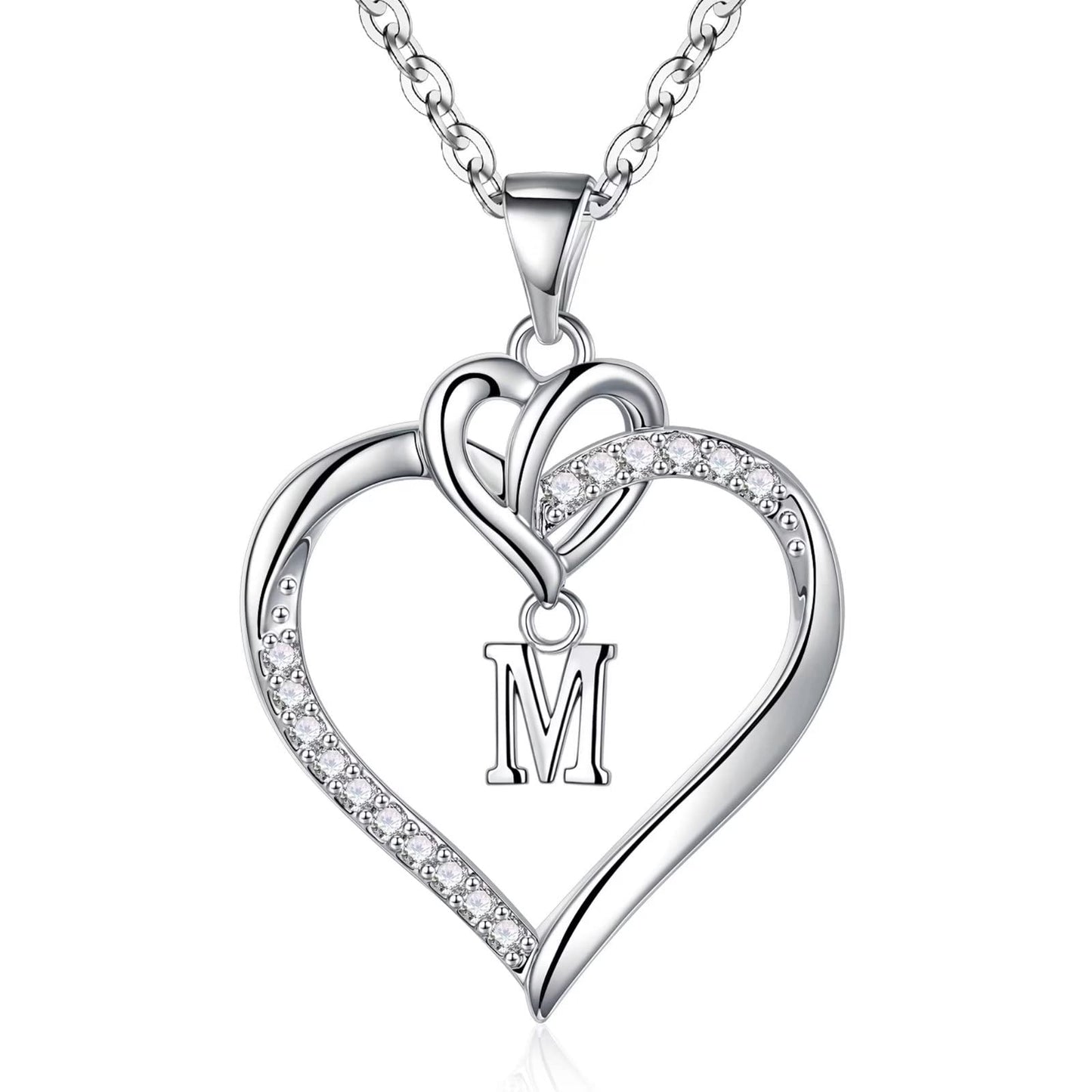 STORUP Heart Initial Necklaces for Women Girls, 14K-Gold-Plated Initial A-Z Heart Necklaces for Teen Girl Jewelry Birthday Gifts for Girls Women Her Wife Mom