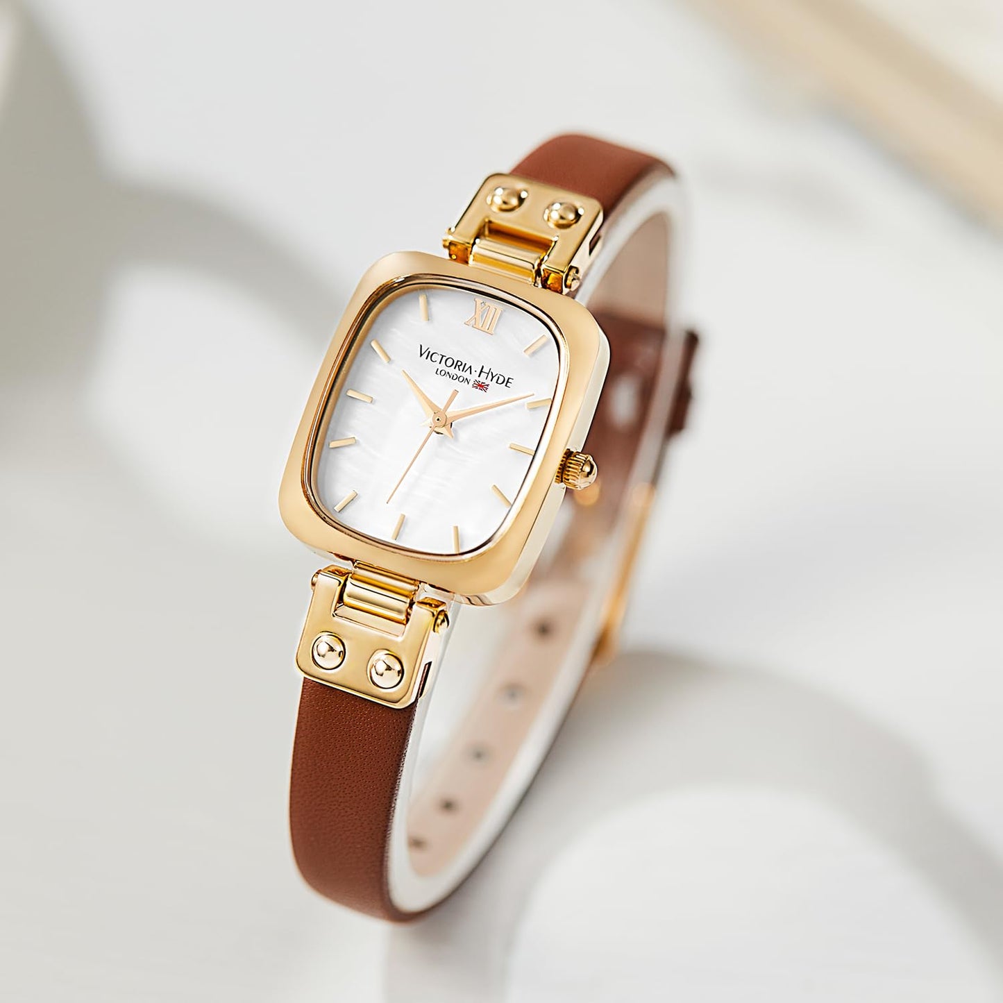 VICTORIA HYDE Dainty Women's Wrist Watch, Rectangle Watches for Women, Womens Watch with Stainless Steel Bracelet or Leather Band