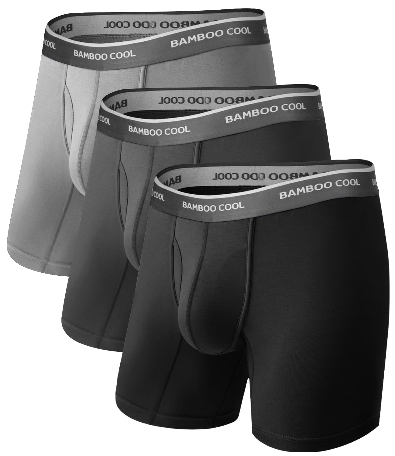 BAMBOO COOL Ultra Soft Mens Underwear Boxer Briefs Multi-pack | Bamboo Fabric‌,No Ride Up,More Breathable Than Cotton