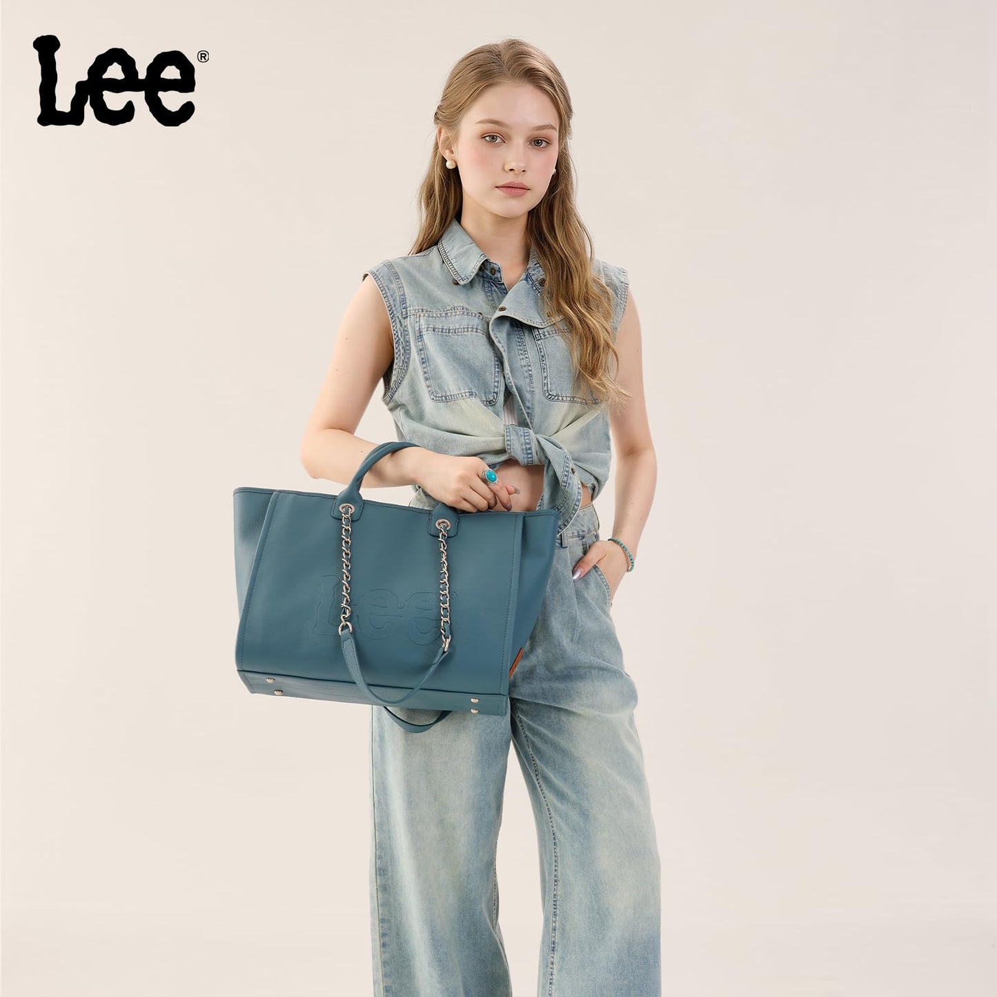 Lee Large Shoulder Tote Bag for Women Vegan Leather Top-Handle Bag