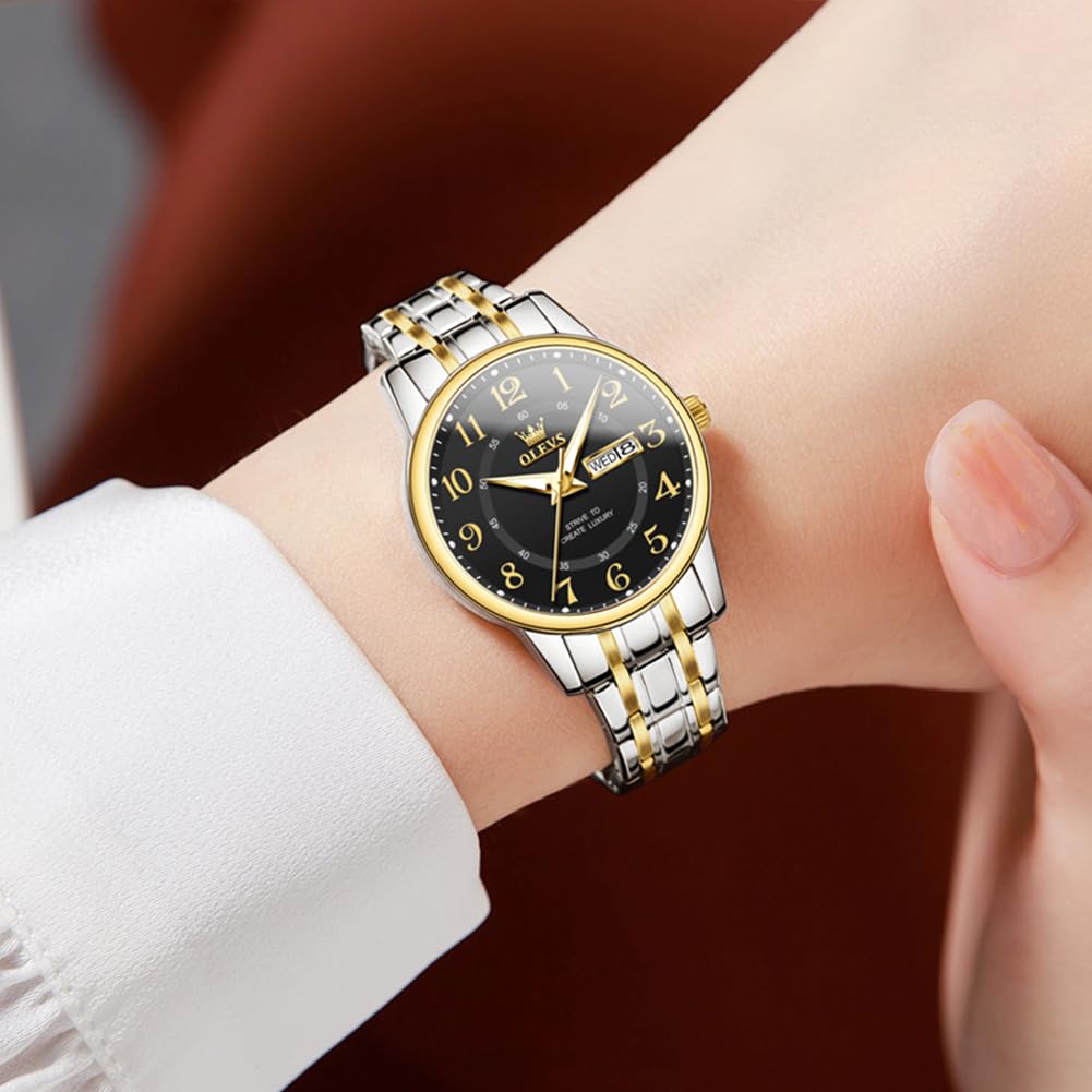 OLEVS Watch for Women Luxury Fashion Diamond Classic Arabic Dial Wrist Women's Watches with Date Waterproof Stainless Steel Quartz Ladies Watch
