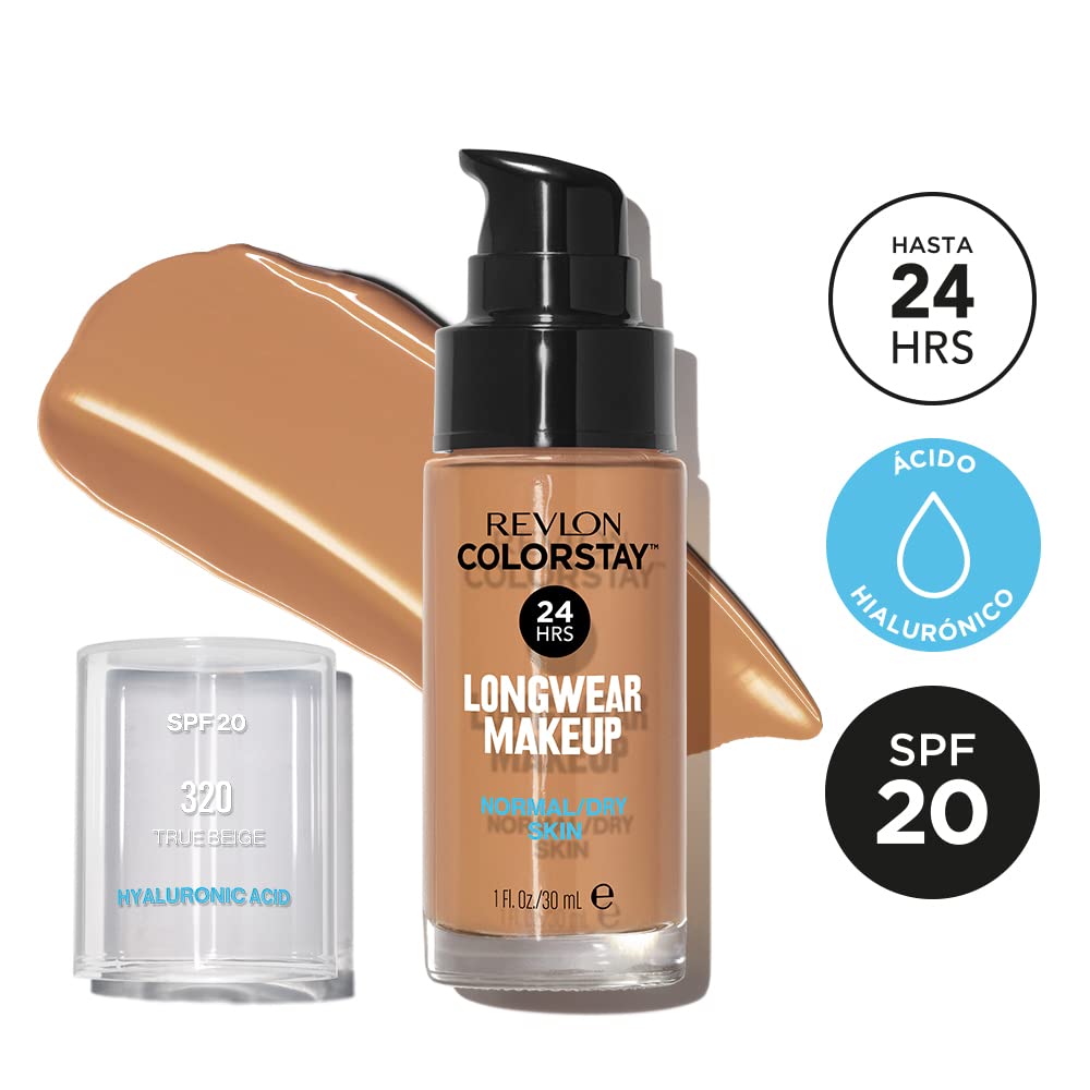 Revlon Liquid Foundation, ColorStay Face Makeup for Normal & Dry Skin, SPF 20, Longwear Medium-Full Coverage with Natural Finish, 240 Medium Beige, 1 Fl Oz