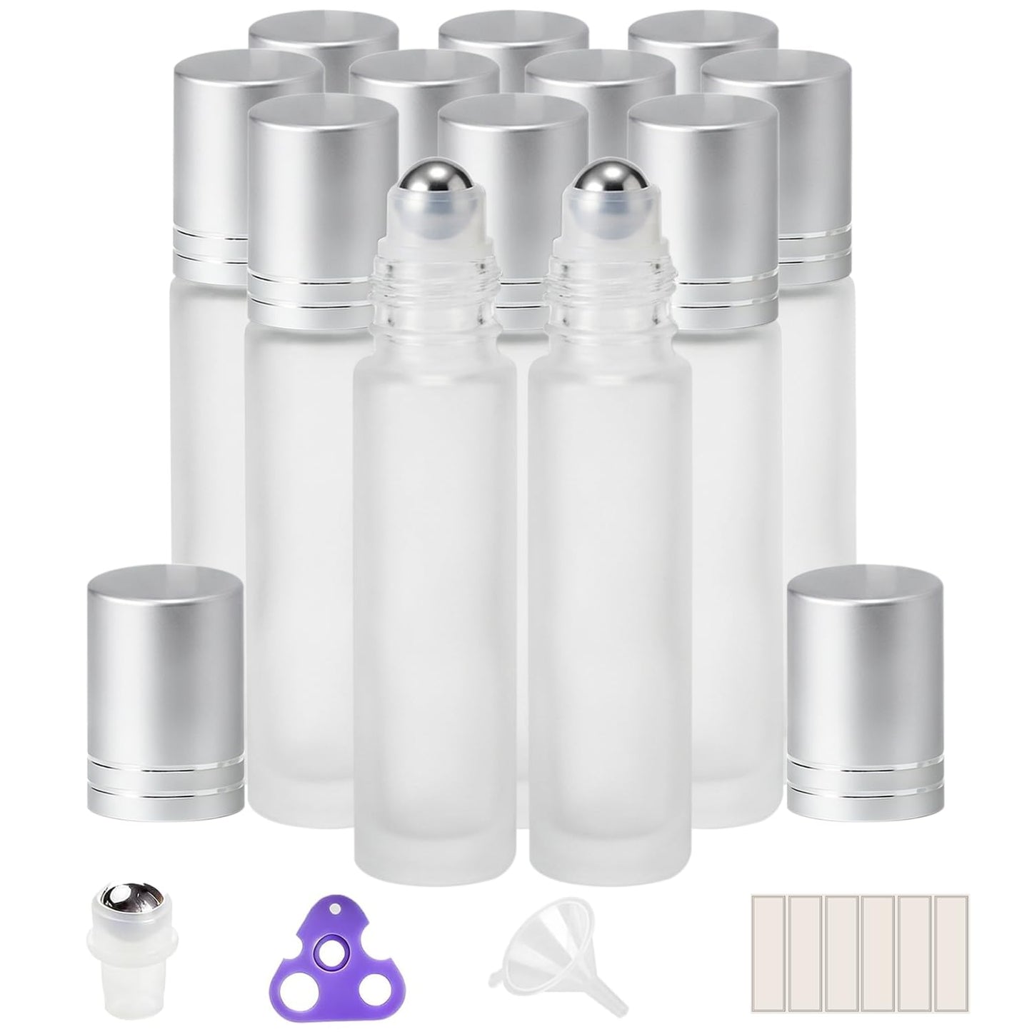 PrettyCare 4 Pack Amber Glass Oil Roller Bottles for Essential Oils 10ml, Roll On Bottles with Stainless Steel Roller Ball Leak-Proof Perfume Travel Refillable Bottle Empty, Beauty & Personal Care