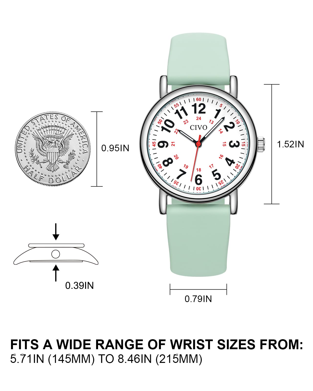 CIVO Nurse Watches for Women Men: Analog Waterproof Watch with Easy Read Dial Second Hand - Gifts for Nurses Medical Student Doctors