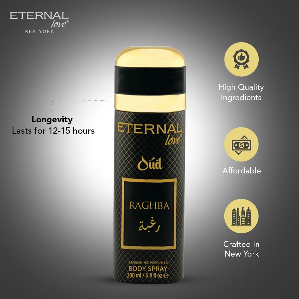 Eternal Love Amber Oud - Long Lasting Unisex Eau de Parfum - Warm Woody Oriental Fragrance with Oud & Amber - Dubai Inspired Arabic Scent - 3.4oz