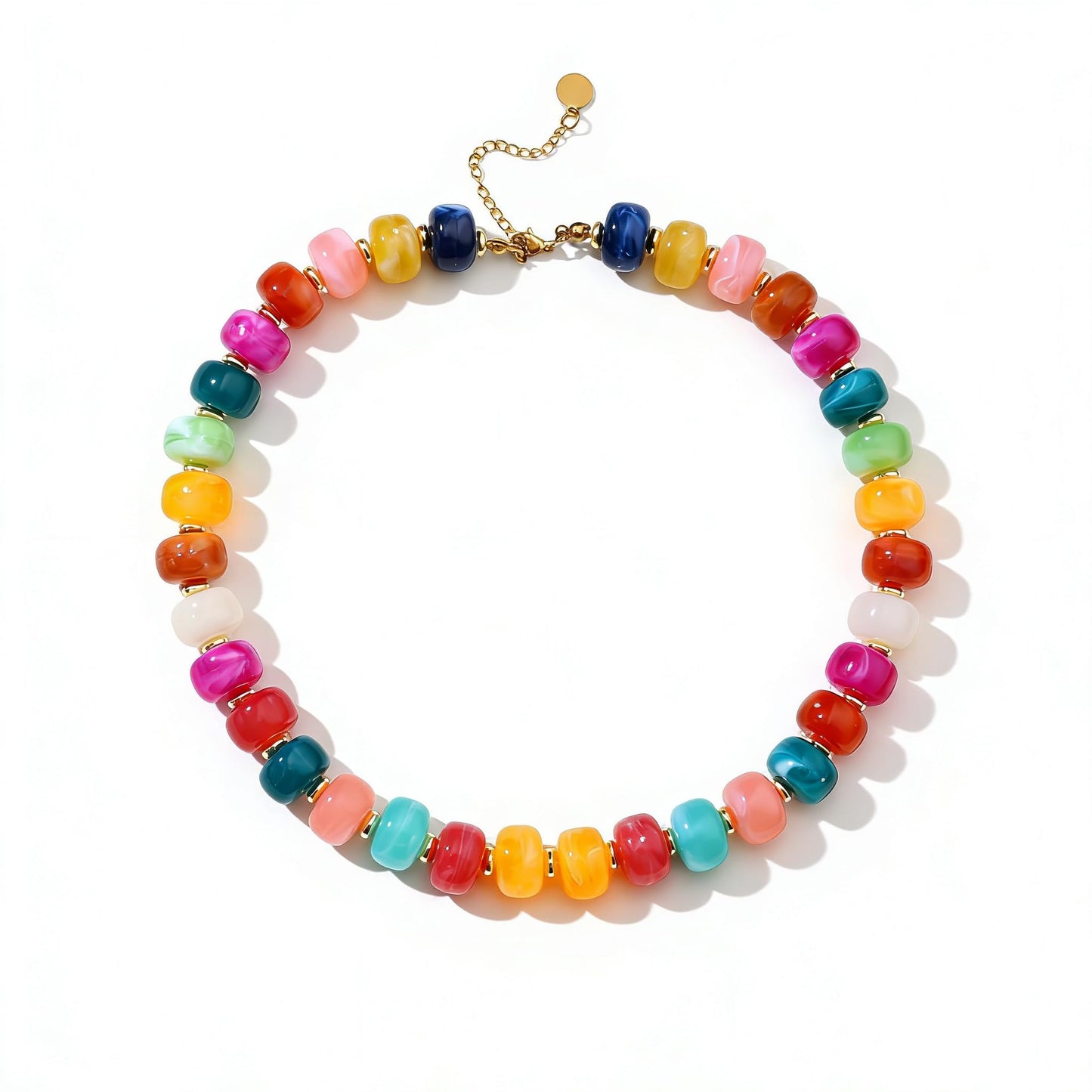 Chunky Beaded Statement Necklace for Women Trendy Colorful Boho Resin Bead Choker Necklaces Summer Handmade Jewelry Gifts Accessories