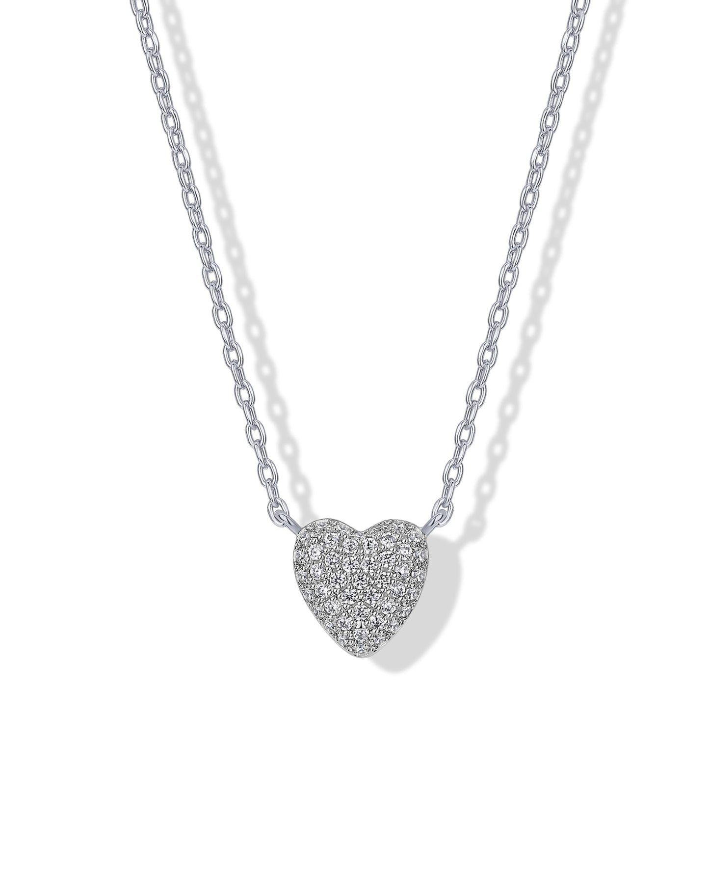 PAVOI 14K Gold Plated Cubic Zirconia Heart Necklace | Cute Dainty Love Pendant Necklaces for Women - Valentines Day Trendy Jewelry