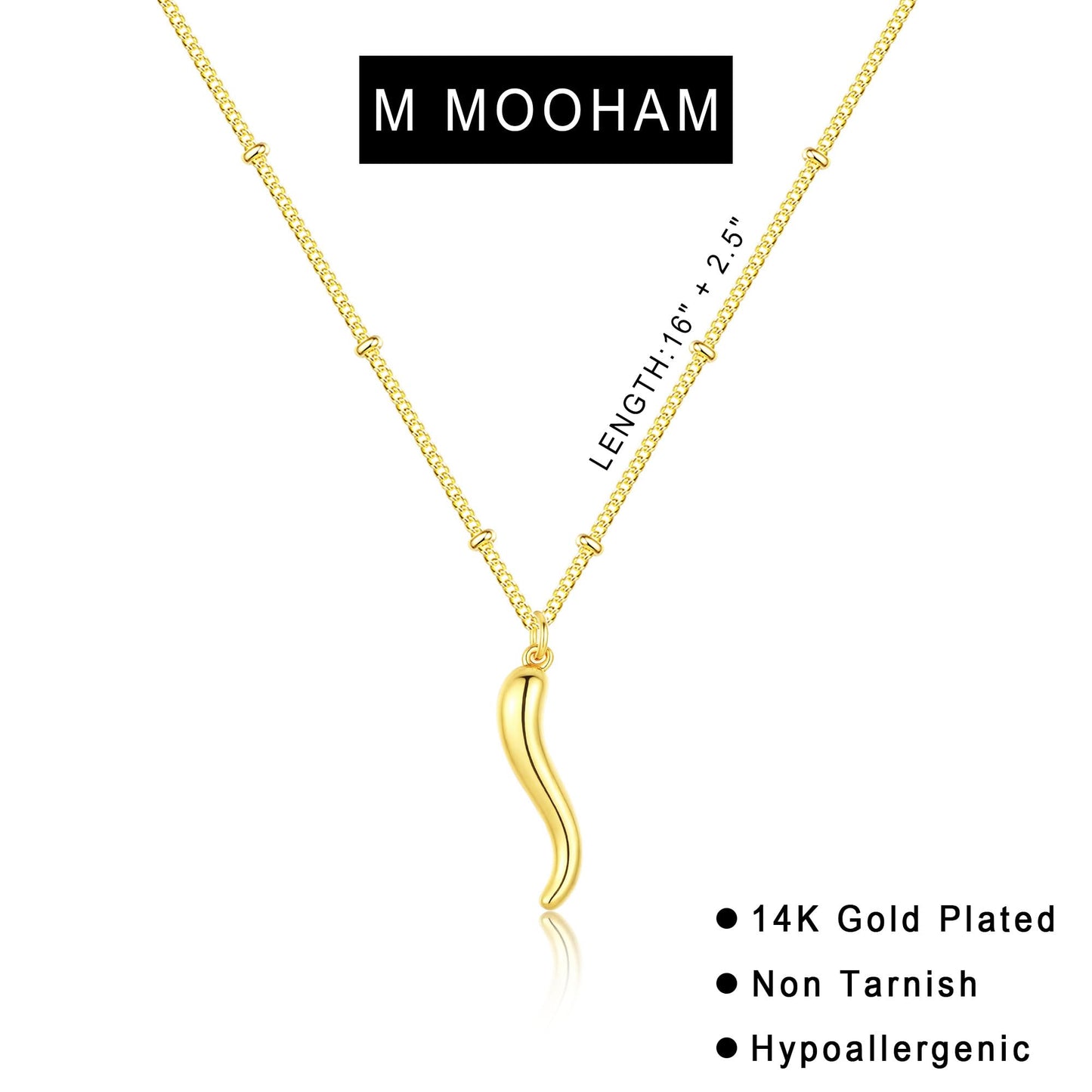 M MOOHAM Gold Necklace for Women Non Tarnish - Dainty 14K Gold Plated Beaded Chain Small Pendant Necklaces Simple Pearl Circle Beads Teardrop Pendant Necklace for Women Trendy Jewelry Gifts