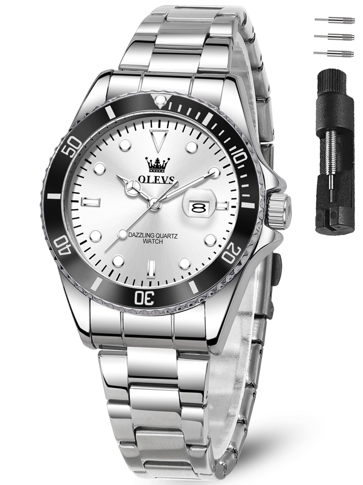 OLEVS Watch Women Silver Watches for Women Luxury for Small Wrists Dress Stainless Steel Women's Wrist Watches Easy to Read Reloj para Mujer Black/Blue/Gold/Green/Pink/Purple