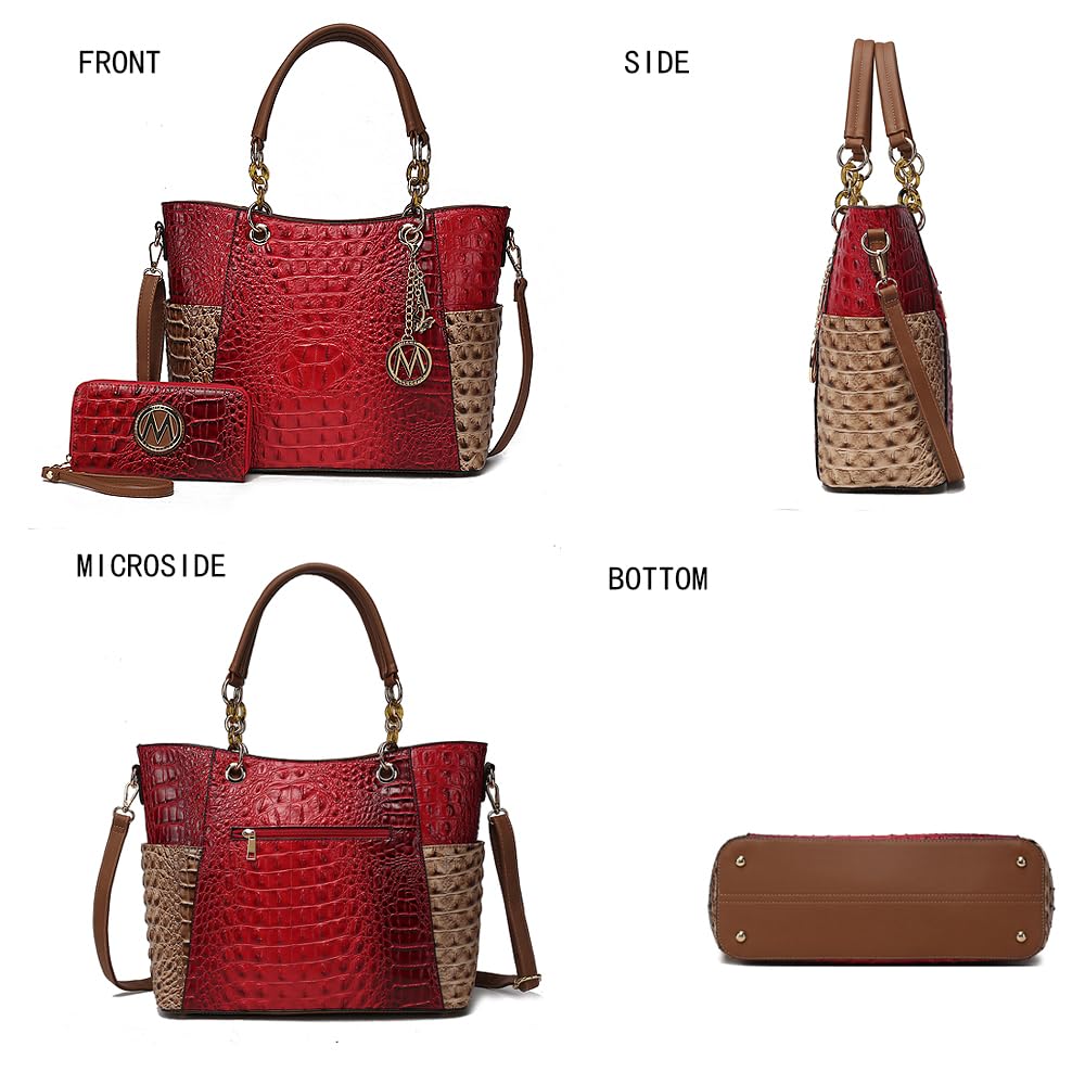MKF Collection Tote Bag for Women, Handbag Set with Wallet-Top-Handle Bag Vegan Leather Purse by Mia K