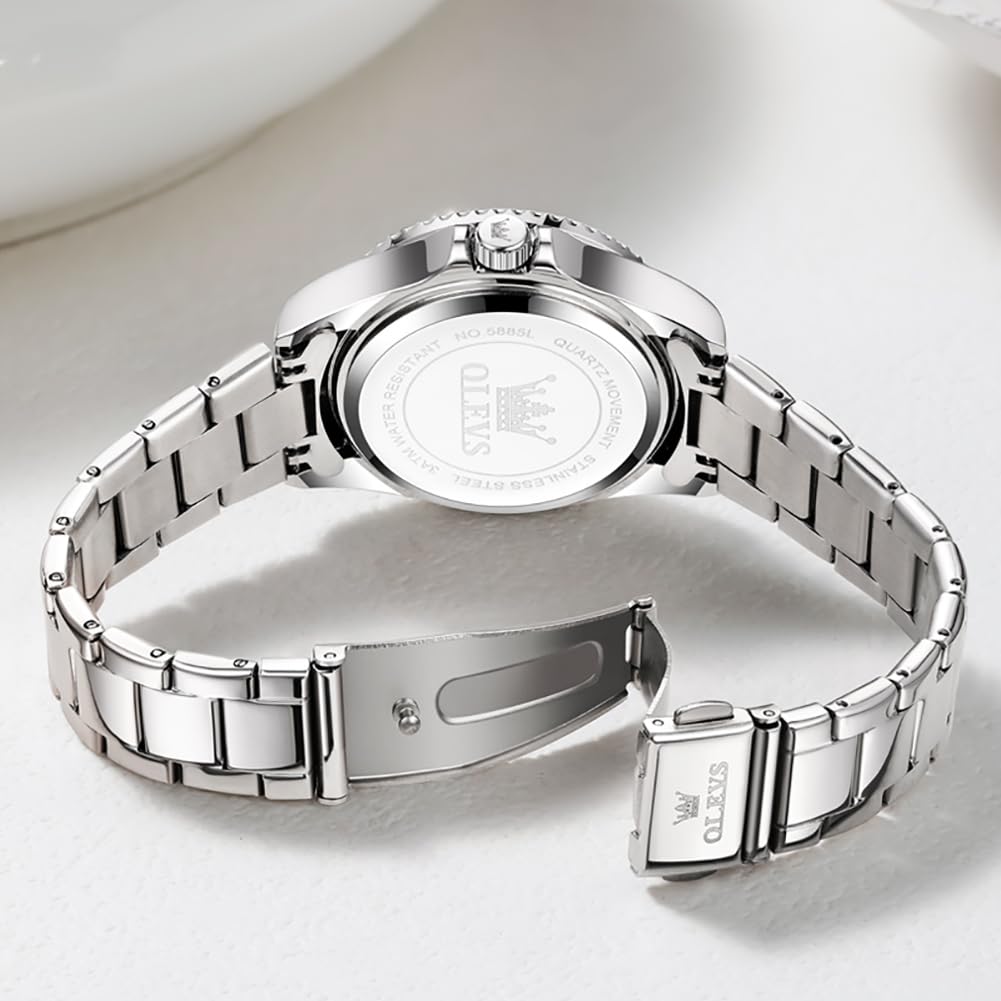OLEVS Watch Women Silver Watches for Women Luxury for Small Wrists Dress Stainless Steel Women's Wrist Watches Easy to Read Reloj para Mujer Black/Blue/Gold/Green/Pink/Purple