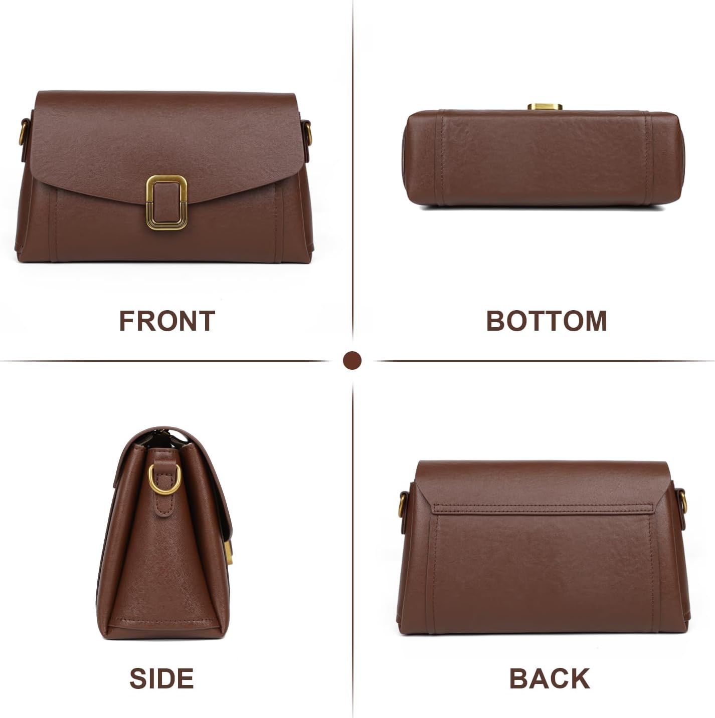 Genuine Leather Crossbody Bag for Women, Adjustable Shoulder Bag | Genuine Leather, 2 Detachable Straps, Satchel, Compact & Lightweight, Travel, Everyday, Work, Gift
