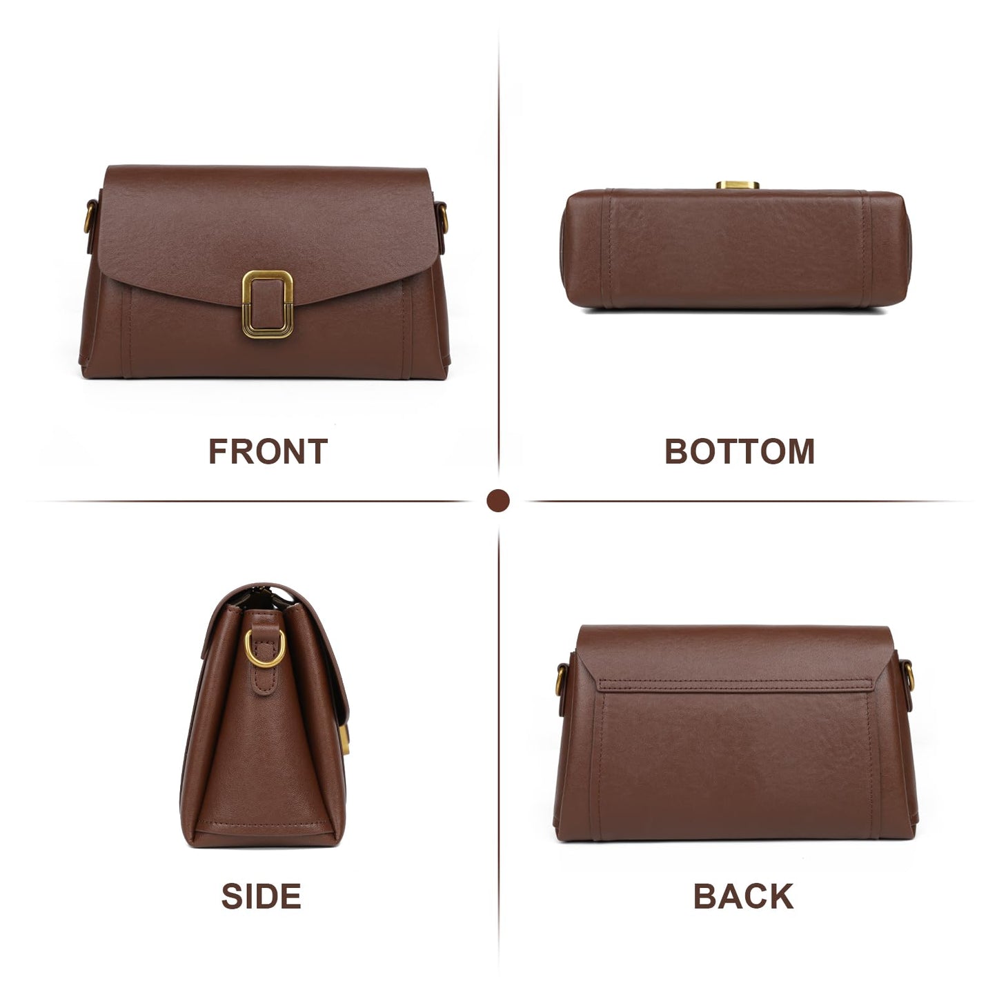Genuine Leather Crossbody Bag for Women, Adjustable Shoulder Bag | Genuine Leather, 2 Detachable Straps, Satchel, Compact & Lightweight, Travel, Everyday, Work, Gift
