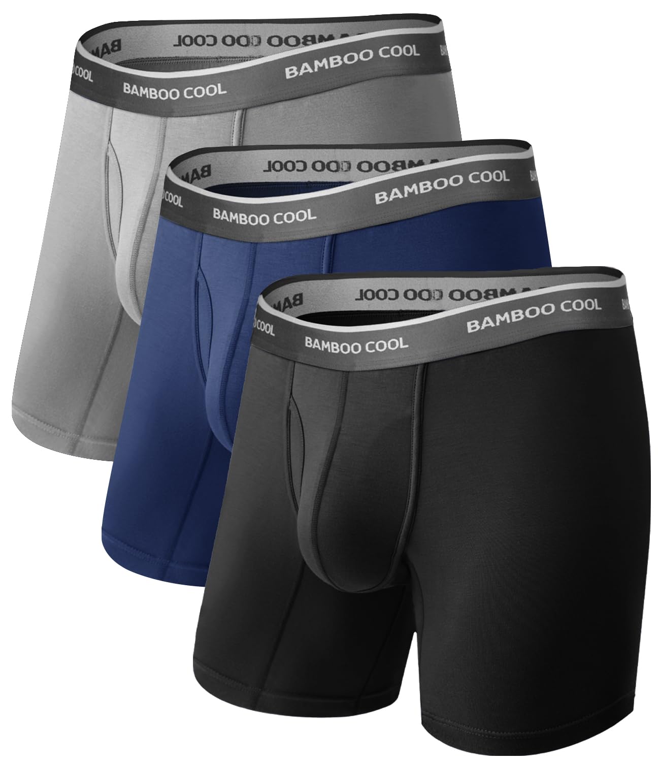 BAMBOO COOL Ultra Soft Mens Underwear Boxer Briefs Multi-pack | Bamboo Fabric‌,No Ride Up,More Breathable Than Cotton