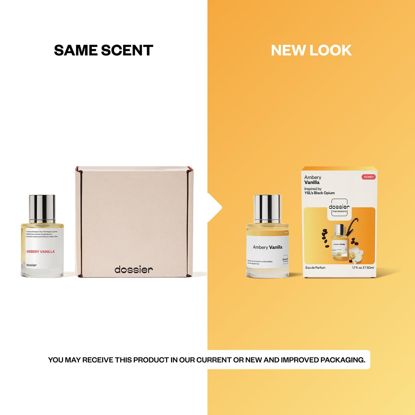 Dossier - Ambery Vanilla - Eau de Parfum - Vanilla Perfume - Inspired by Black Opium - Long-Lasting Fragrance - Feminine - 1.7 fl oz (50ml)
