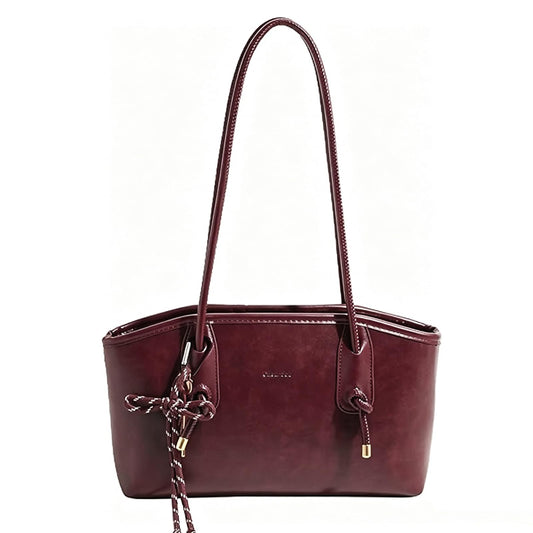 Shoulder Bag for Women Brown Purse Vintage Leather Shoulder Handbag Trendy Everyday Purse with Pendant