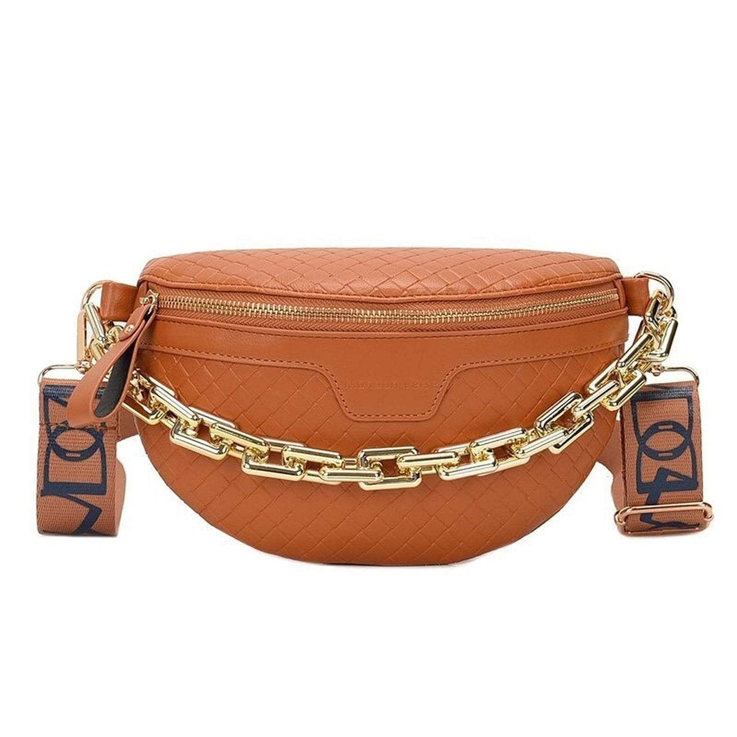 Thick Chain Women's Fanny Pack Plaid leather Waist Bag Shoulder Crossbody Chest Bags Luxury Designer Handbags Female Belt Bag