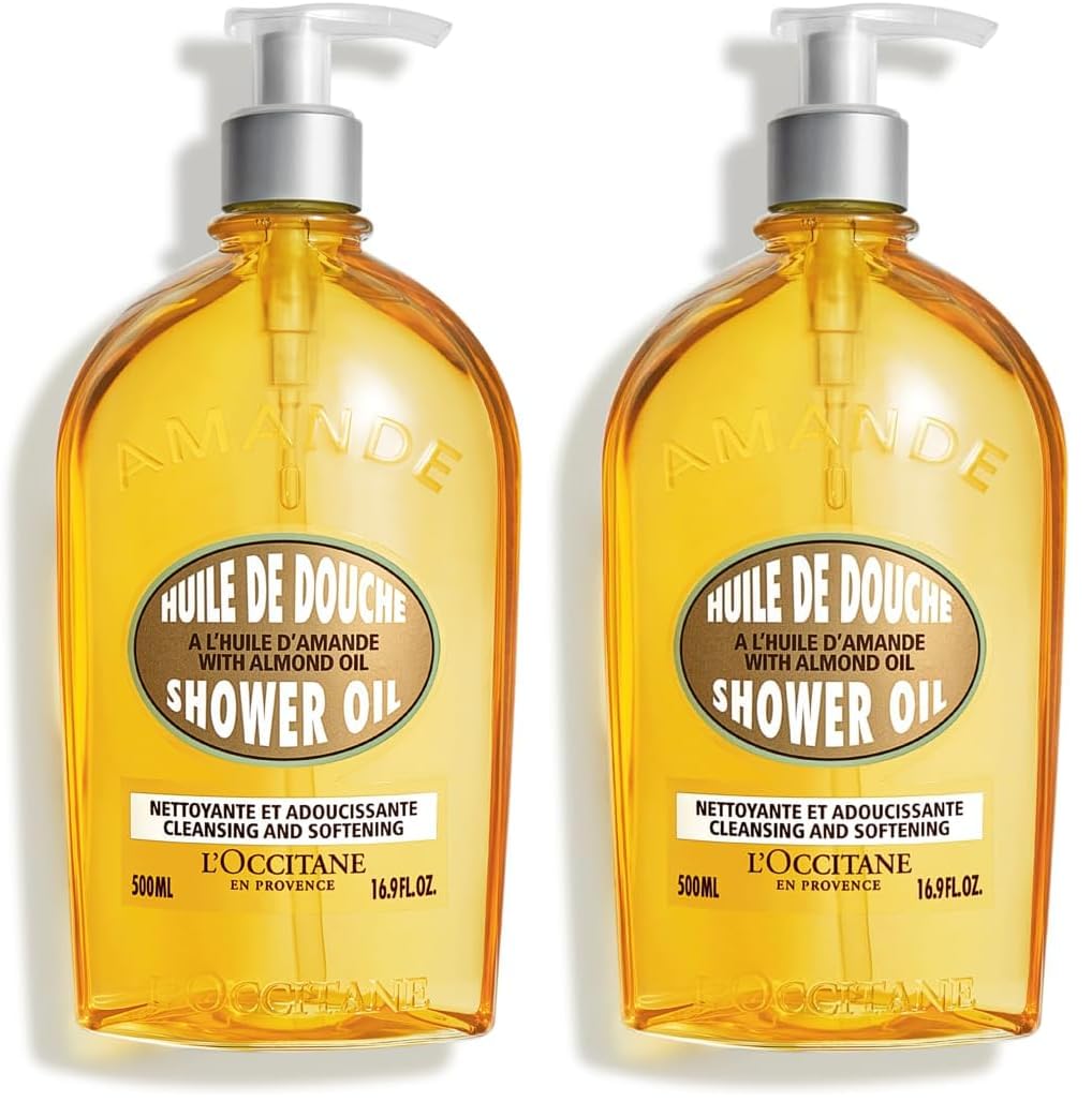 L'OCCITANE Cleansing & Softening Almond Shower Oil, Body Wash & Shaving Base Purifies & Smooths Without Drying Skin, Milky Lather, Nourishing Skincare