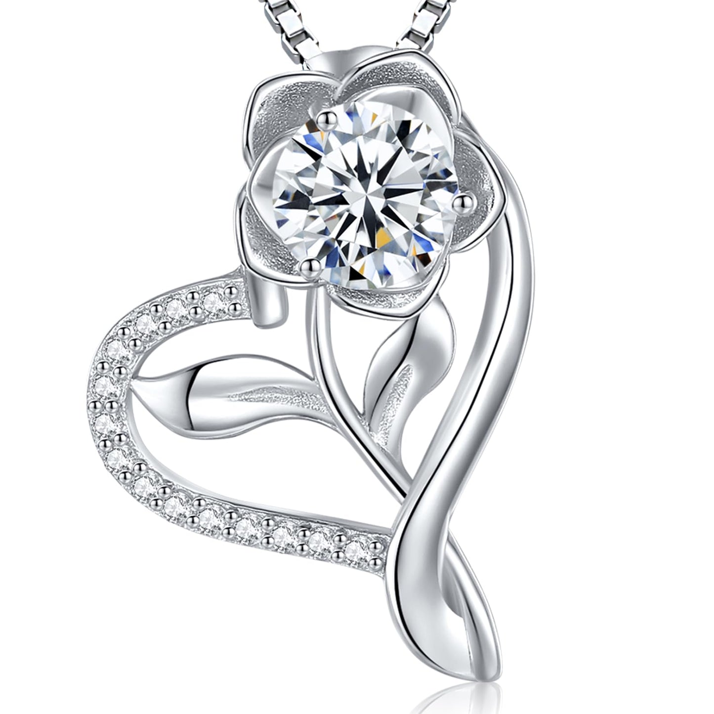 Gorgeous Moissanite Necklaces for Women - Sterling Silver 1-3CT D Color Moissanite Pendant Necklace, Mother Day Birthday Gifts for Mom Wife Girlfriend Daughter, Wedding Anniversary Christmas Jewelry Gift