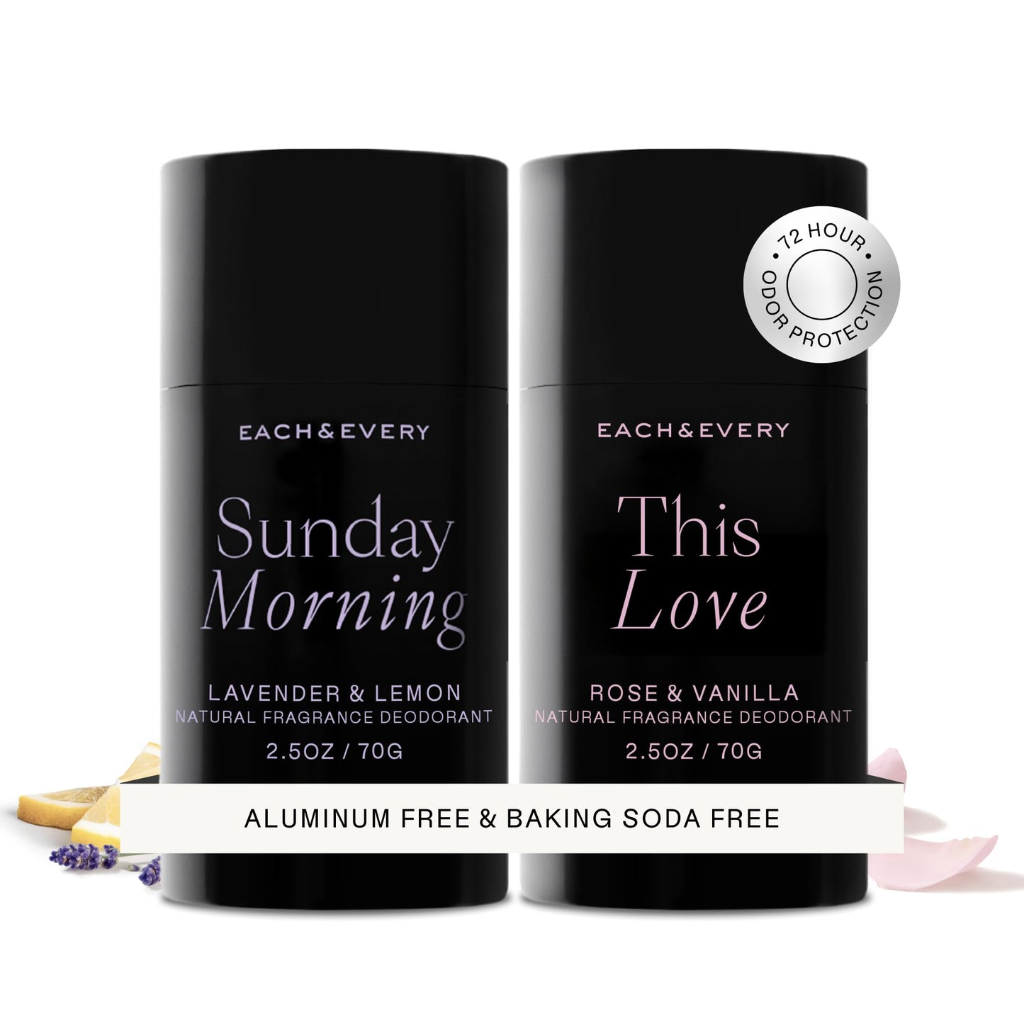 Each & Every Aluminum Free Deodorant for Women & Men – Natural Fragrance 72-Hr Odor Protection, Non-Toxic Deodorant for Sensitive Skin, EWG Verified, Baking Soda Free - Cedar & Vanilla 2 Pack, 2.5oz