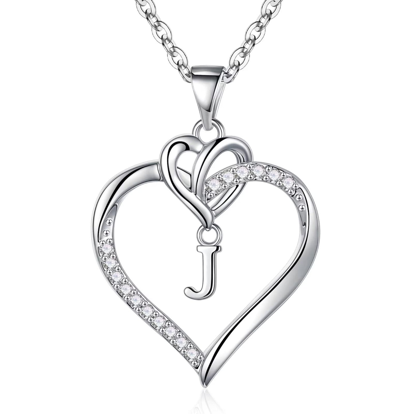STORUP Heart Initial Necklaces for Women Girls, 14K-Gold-Plated Initial A-Z Heart Necklaces for Teen Girl Jewelry Birthday Gifts for Girls Women Her Wife Mom