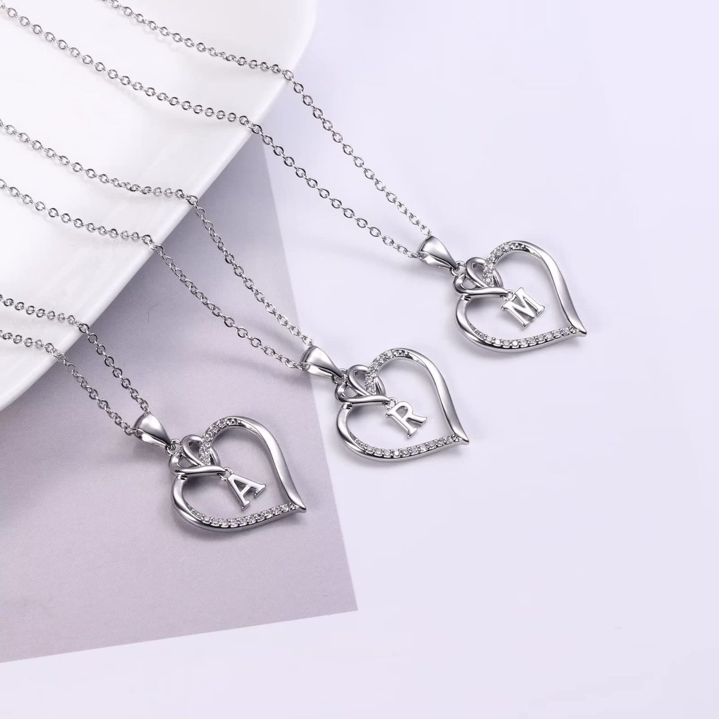 STORUP Heart Initial Necklaces for Women Girls, 14K-Gold-Plated Initial A-Z Heart Necklaces for Teen Girl Jewelry Birthday Gifts for Girls Women Her Wife Mom