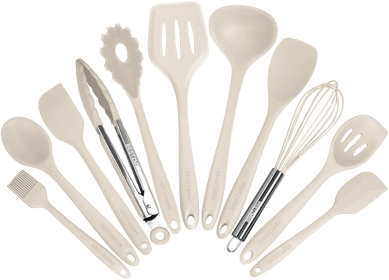 Kitchen Utensil Set - 11 Cooking Utensils - Colorful Silicone Kitchen Utensils - Nonstick Cookware with Spatula Set - Colored Best Kitchen Tools Kitchen Gadgets