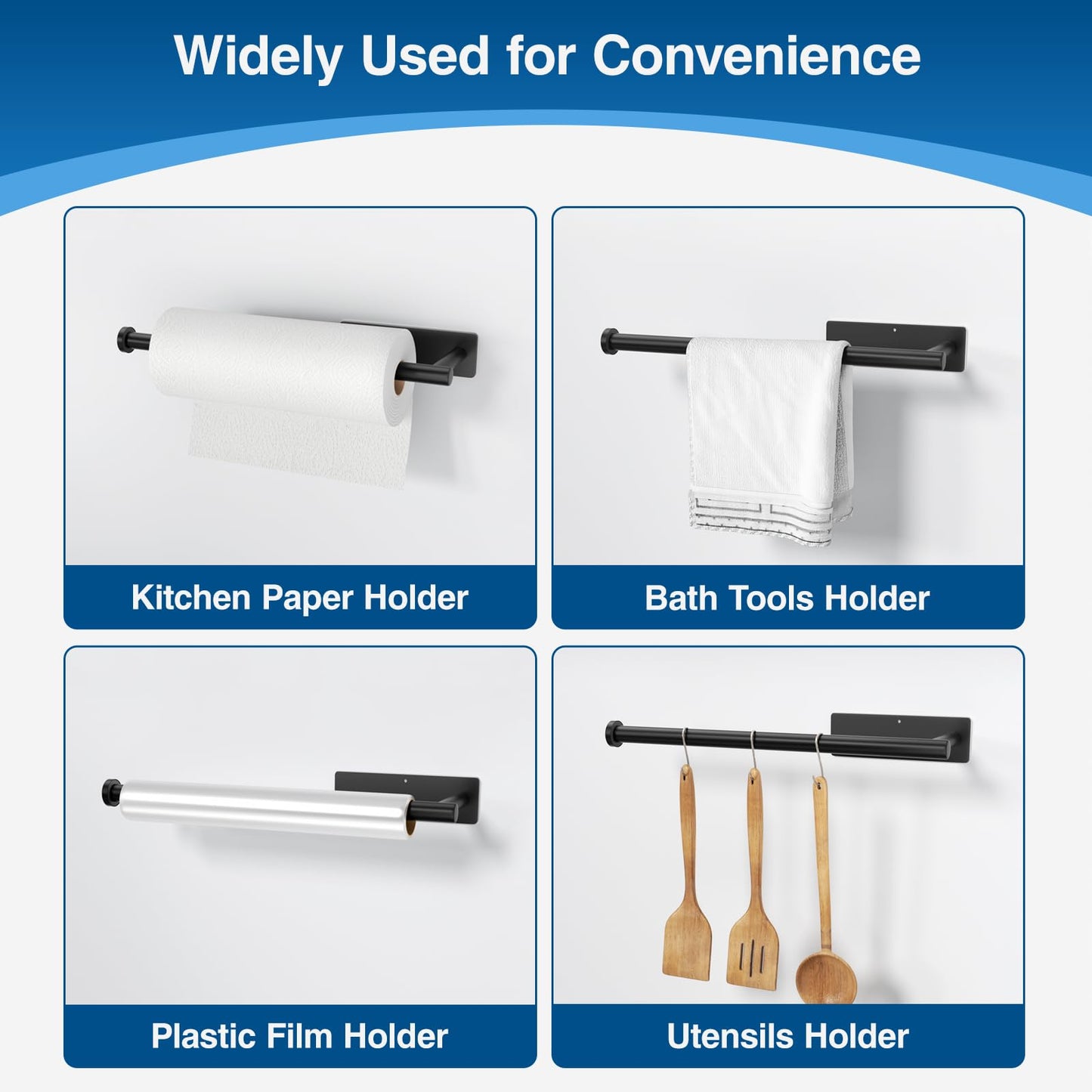 Paper Towel Holder - Self-Adhesive or Drilling, Wall Mounted Paper Towel Rack for Kitchen