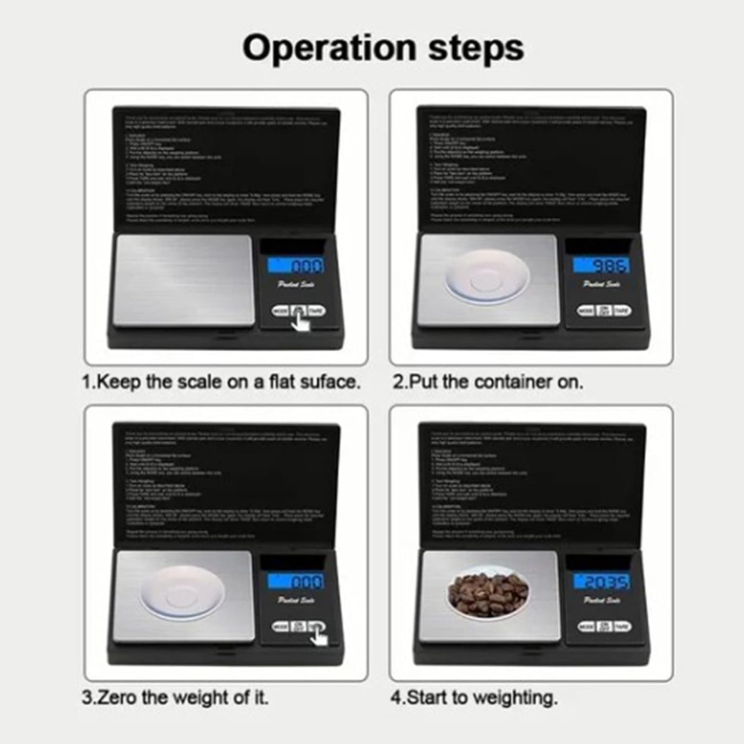 Electronic Food Scale, Portable Wide Application 1000G 0.1G Precise Measurement of Coin Digital Scale