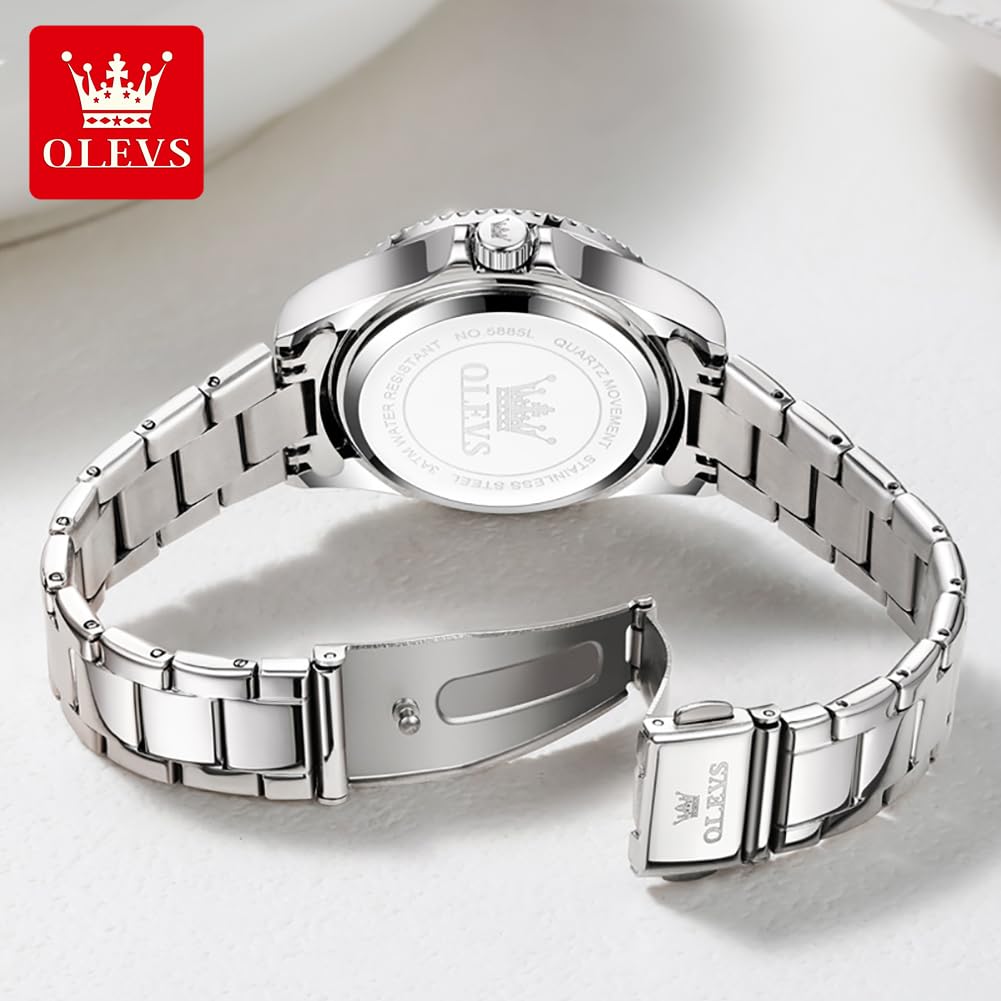 OLEVS Watch Women Silver Watches for Women Luxury for Small Wrists Dress Stainless Steel Women's Wrist Watches Easy to Read Reloj para Mujer Black/Blue/Gold/Green/Pink/Purple