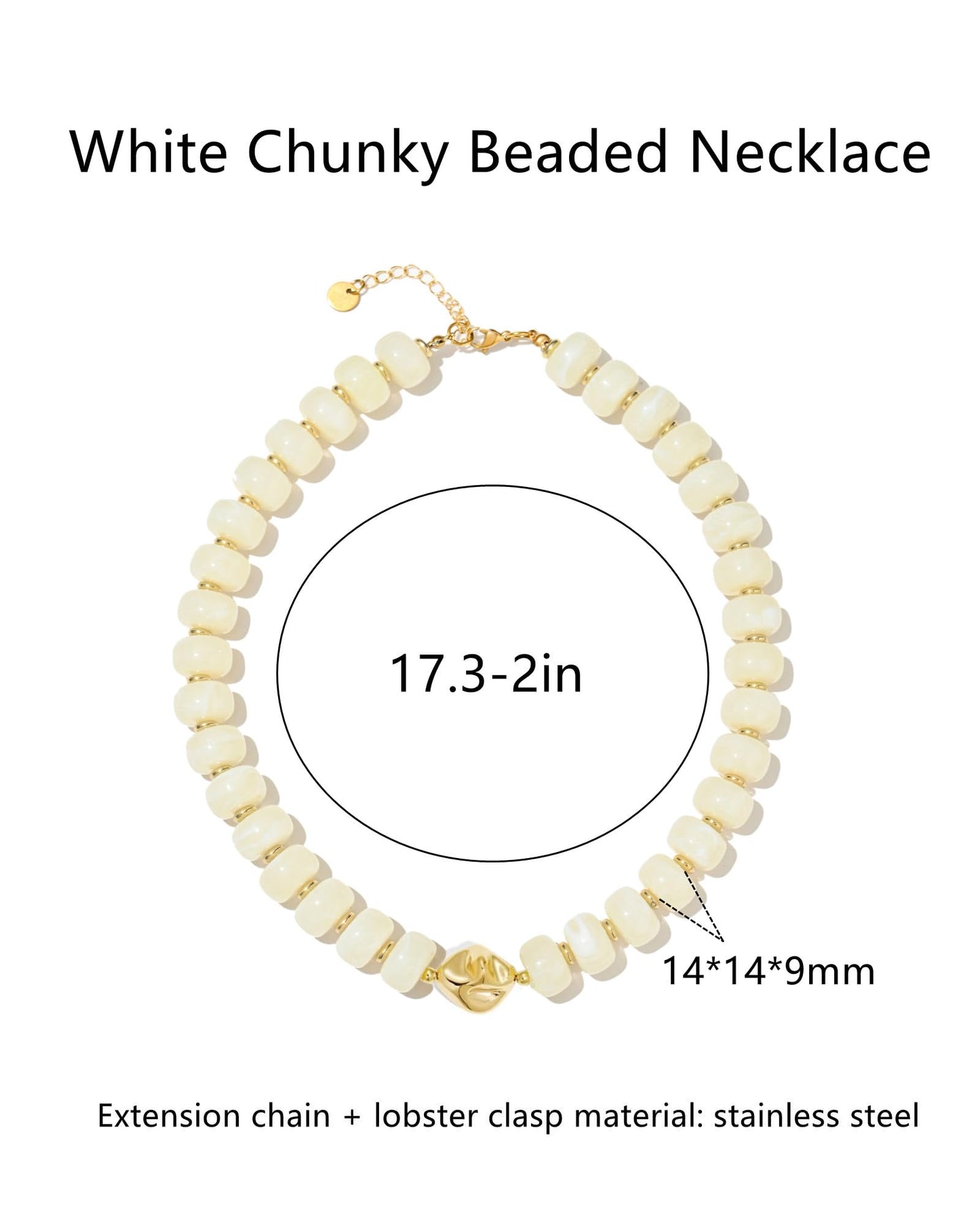 Chunky Beaded Statement Necklace for Women Trendy Colorful Boho Resin Bead Choker Necklaces Summer Handmade Jewelry Gifts Accessories