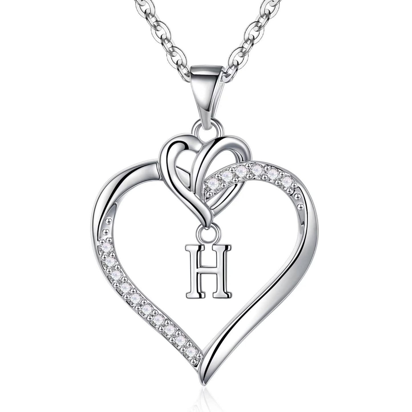 STORUP Heart Initial Necklaces for Women Girls, 14K-Gold-Plated Initial A-Z Heart Necklaces for Teen Girl Jewelry Birthday Gifts for Girls Women Her Wife Mom