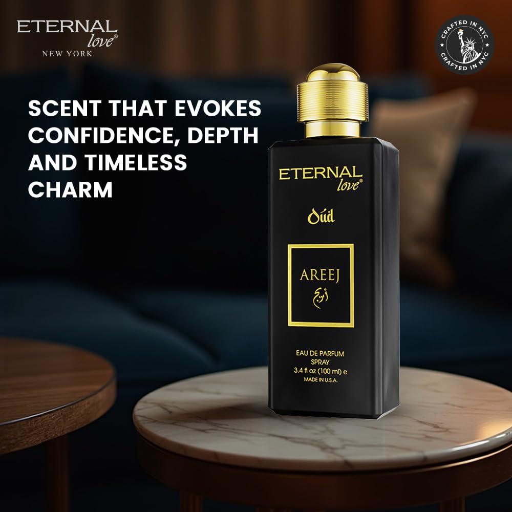 Eternal Love Amber Oud - Long Lasting Unisex Eau de Parfum - Warm Woody Oriental Fragrance with Oud & Amber - Dubai Inspired Arabic Scent - 3.4oz