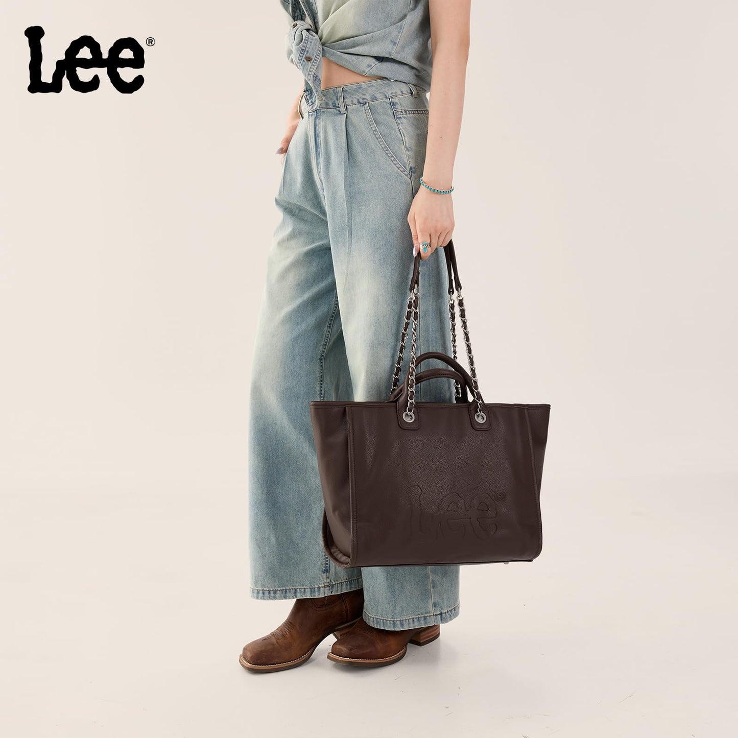 Lee Large Shoulder Tote Bag for Women Vegan Leather Top-Handle Bag