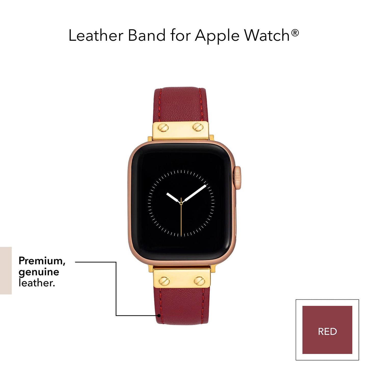 Anne Klein Leather Fashion Band for Apple Watch Secure, Adjustable, Apple Watch Band Replacement, Fits Most Wrists