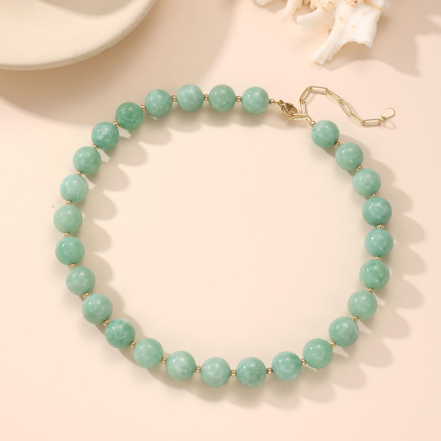 Colorful Beaded Necklace for Women Boho Statement Chunky Necklace Natural Stone Beads Gemstone Choker Necklaces Handmade Summer Beach Jewelry