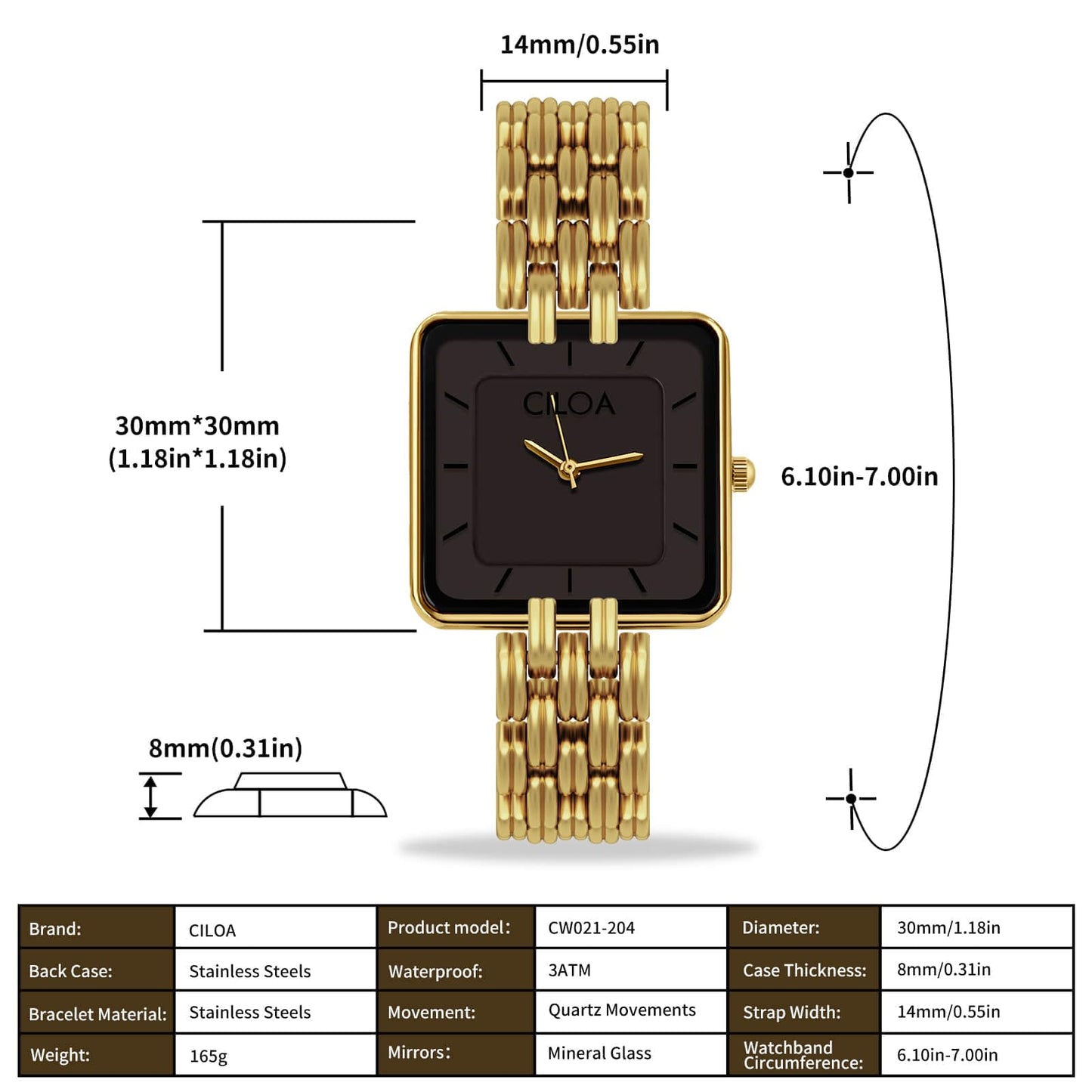 Women's Leather Strap Watch Dainty Elegant Gold Watches for Women Classic Casual Fashion Square Ladies Watch Gifts Present for Her