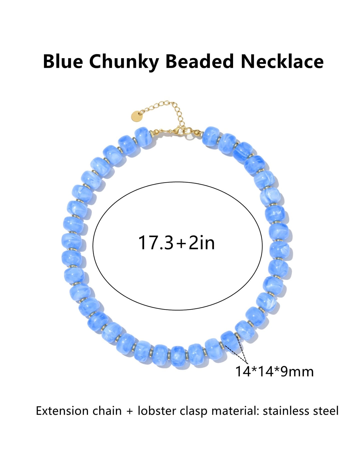 Chunky Beaded Statement Necklace for Women Trendy Colorful Boho Resin Bead Choker Necklaces Summer Handmade Jewelry Gifts Accessories