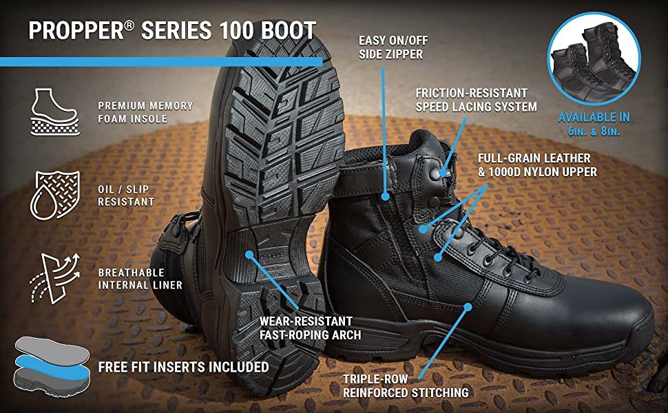 Propper Men's Series 100 8" Side Zip Boot, Black, 11.5 W USPropper Men's Series 100 8" Side Zip Boot, Black, 11.5 W US