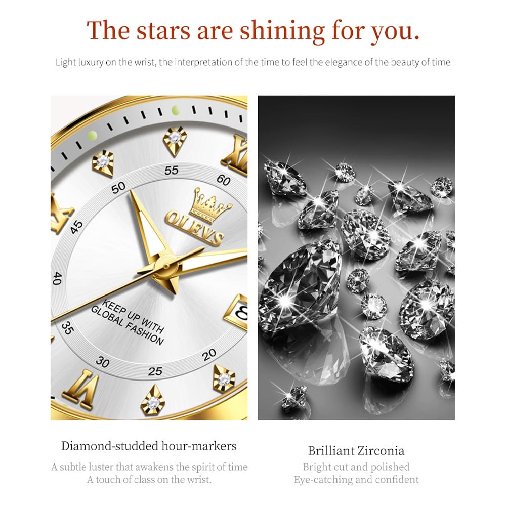 OLEVS Watch Women,Watches for Women,Luxury Casual Stainless Steel Women's Wrist Watches Classic Small Face Dress Analog Womens Watches with Date Easy to Read Waterproof Luminous Quartz Ladies Watches