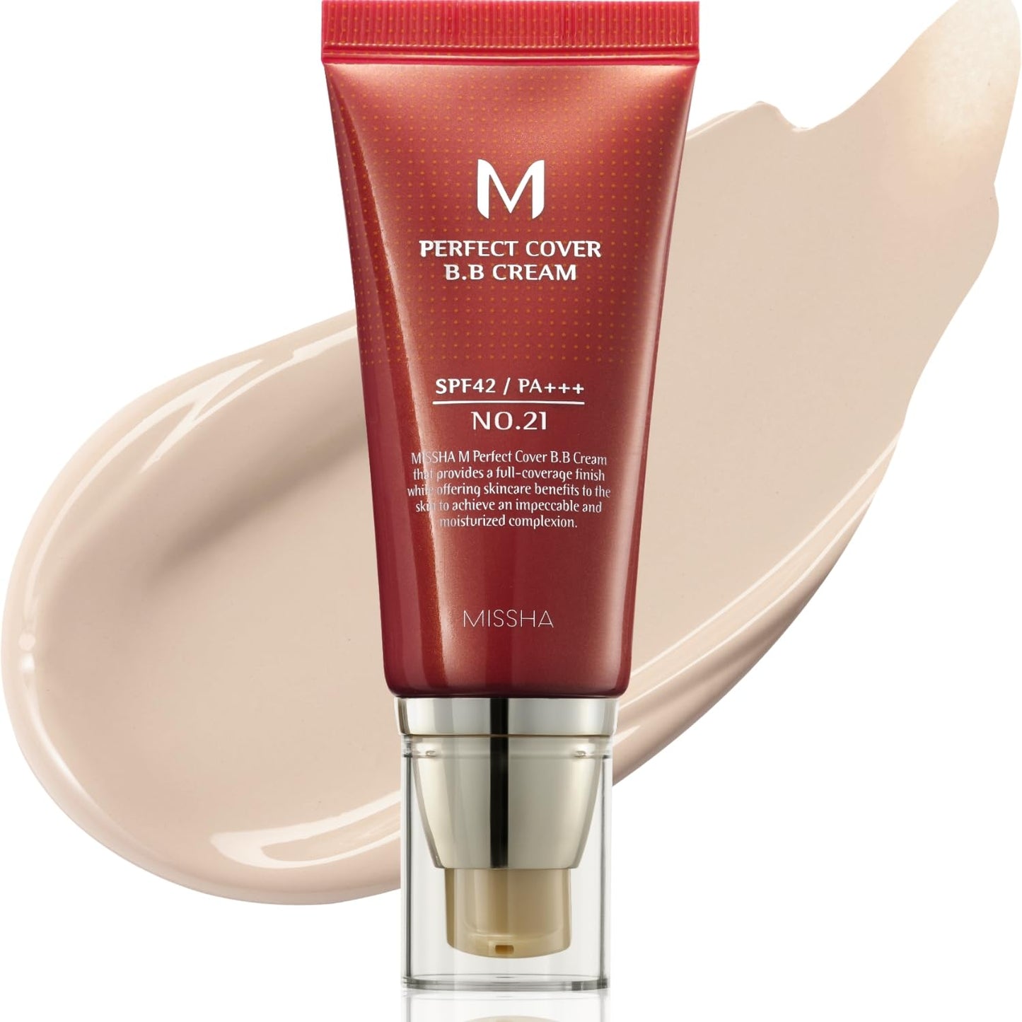 MISSHA M Perfect Cover BB Cream No.23 Natural Beige -Light/Medium with Cool/Neutral Undertone SPF 42 PA +++ 1.69 Fl Oz - Tinted Moisturizer for face with SPF